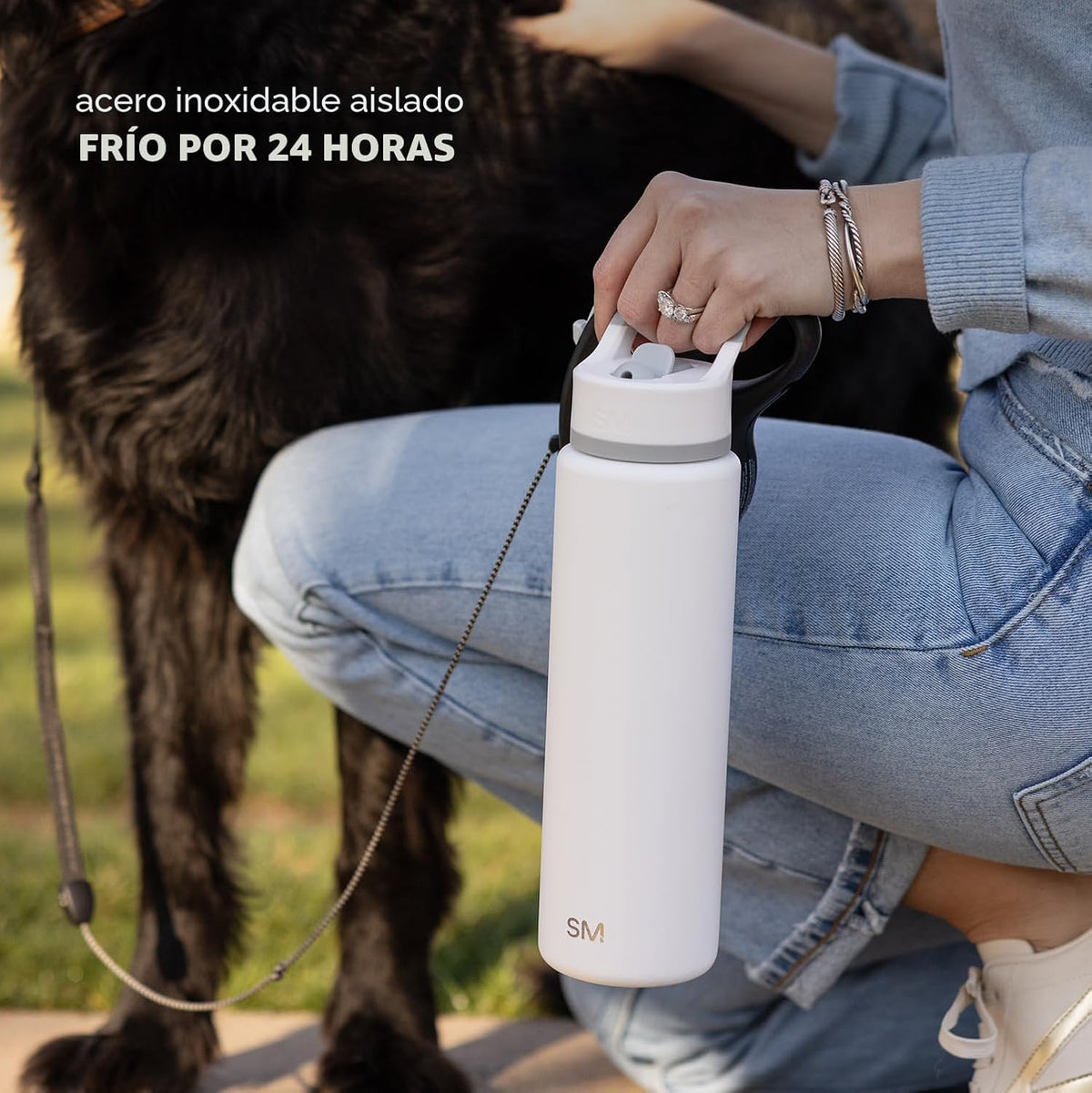 Simple Modern Summit - Botella de agua con tapa con pajilla, vaso a...