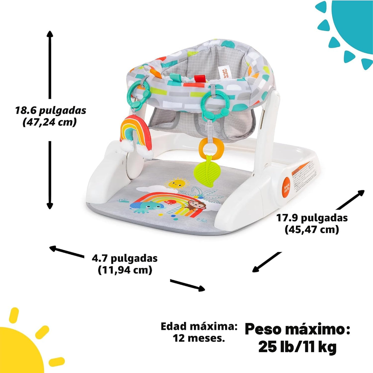 Bright Starts Learn-to-Sit - Asiento de piso para bebé, 2 posicione...