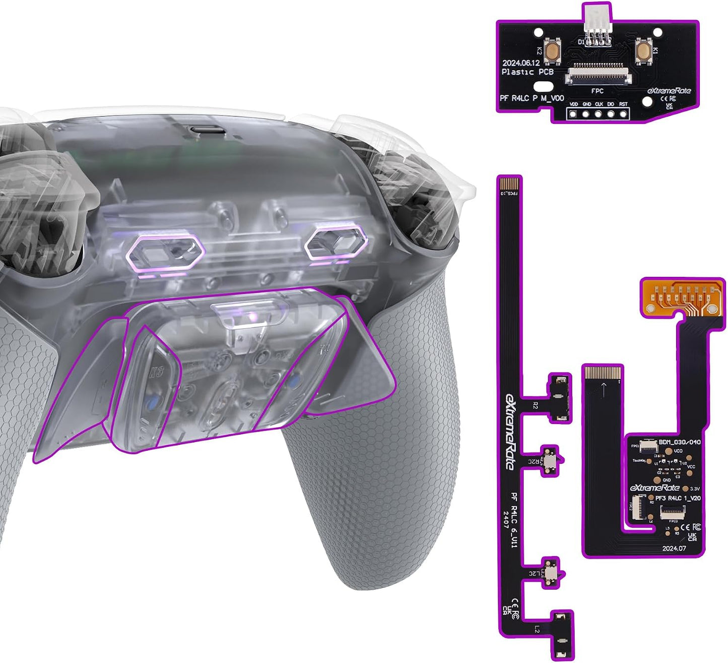eXtremeRate RISE4 Plus MAX - Kit de paletas traseras con topes de g...