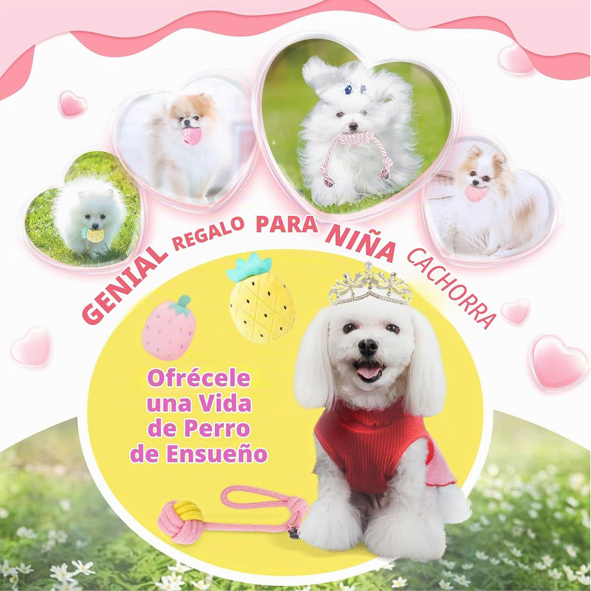 XIUGOAL Juguetes rosados para cachorros para el aburrimiento, paque...