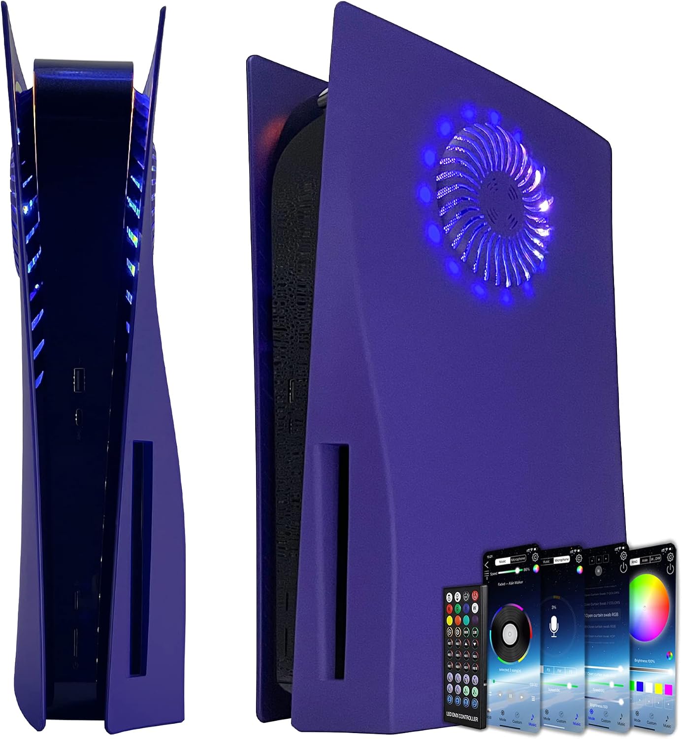 Placa Frontal para PS5 con Tira de Luz RGB y Filtro de Polvo para V...
