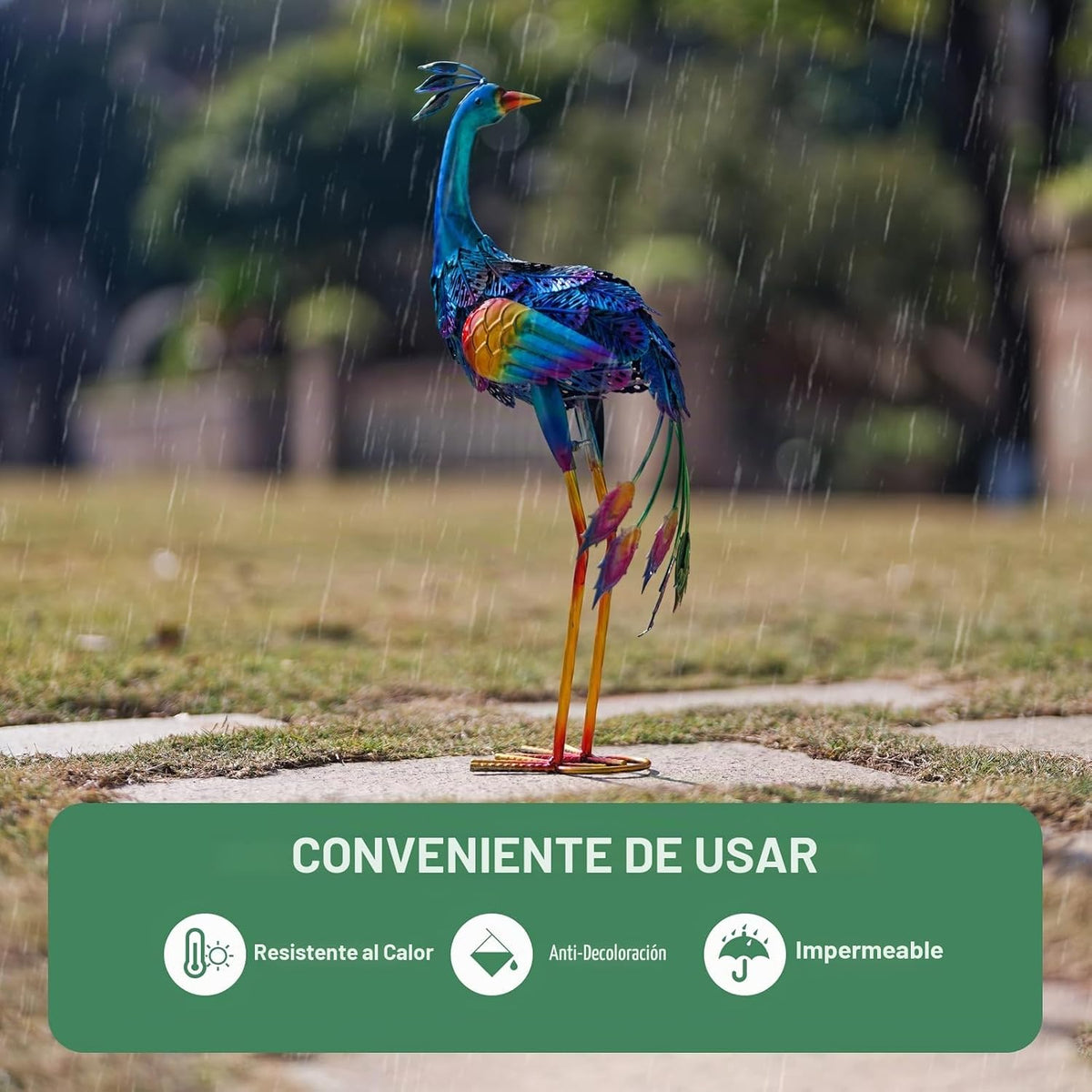 dreamskip Decoración de jardín de pavo real de metal, estatua al ai...