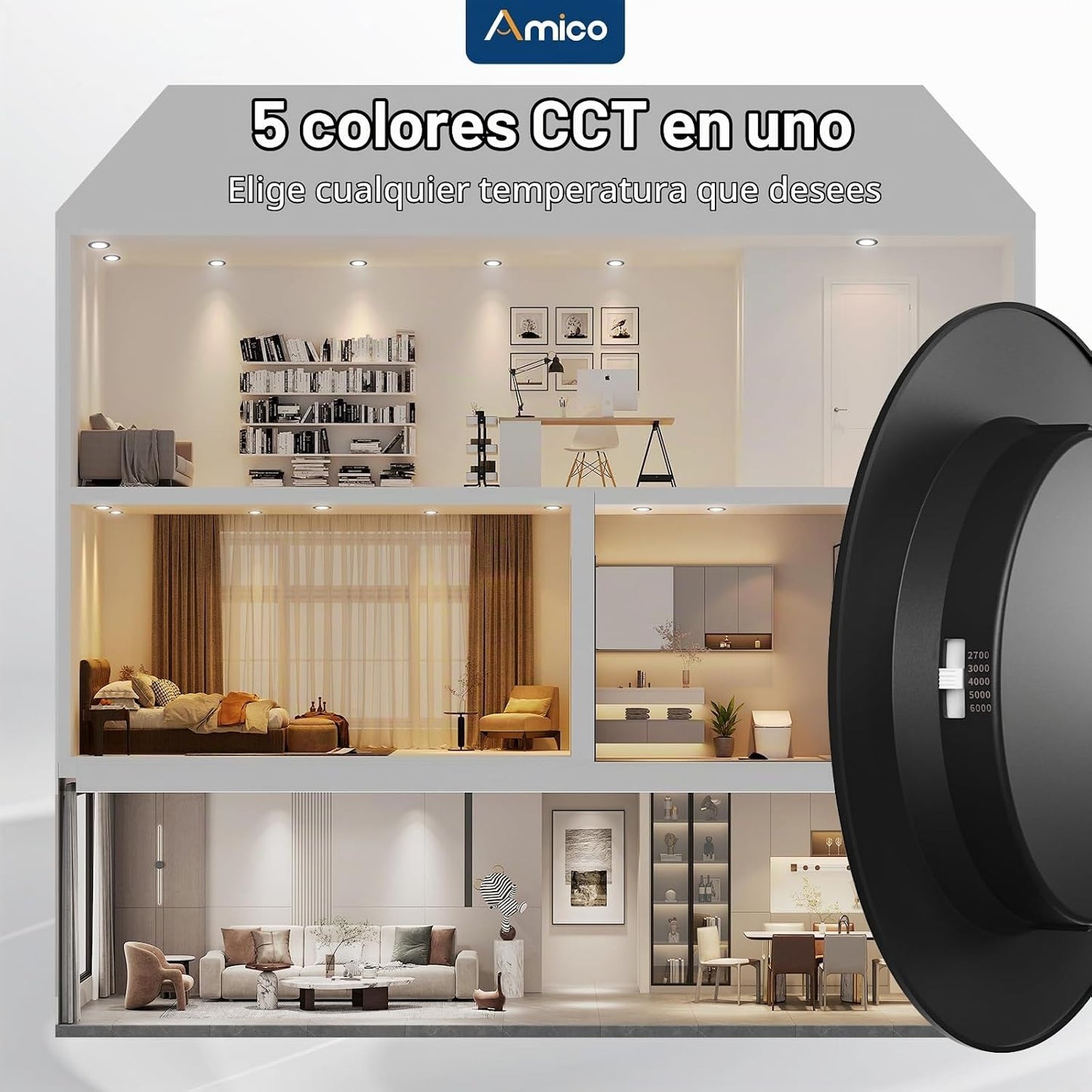 Amico Iluminación empotrada de 5\/6 pulgadas, paquete de 12 luces L...