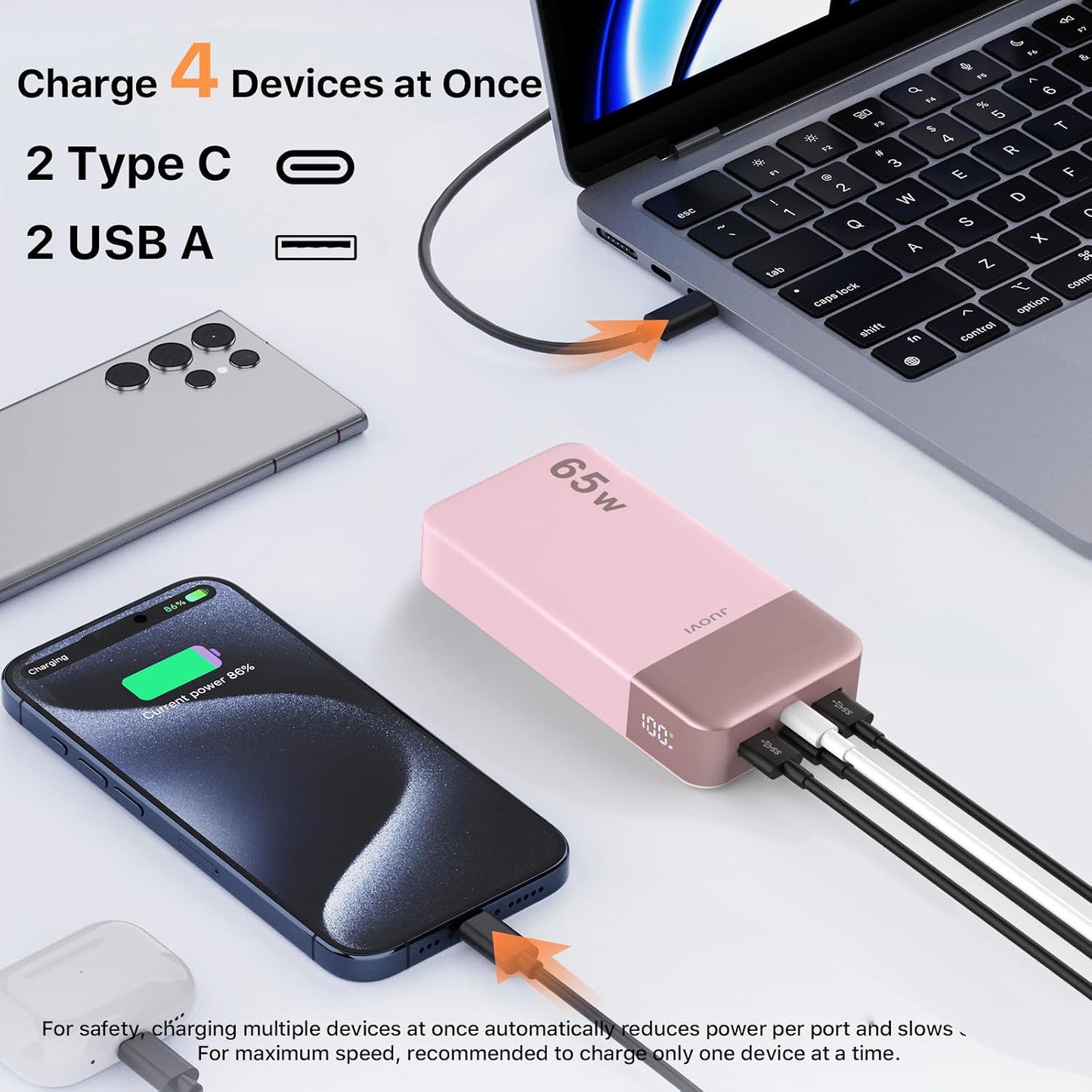 JUOVI Cargador portátil para portátil de 65 W y 20000 mAh | Carga r...