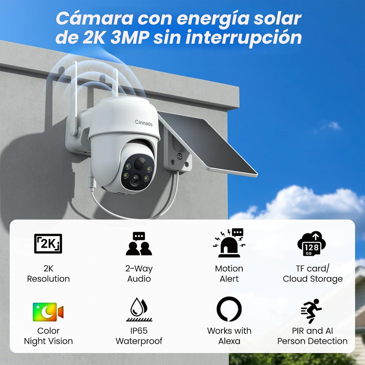 Cámaras 2K para seguridad en el hogar, cámara inalámbrica WiFi de 2...