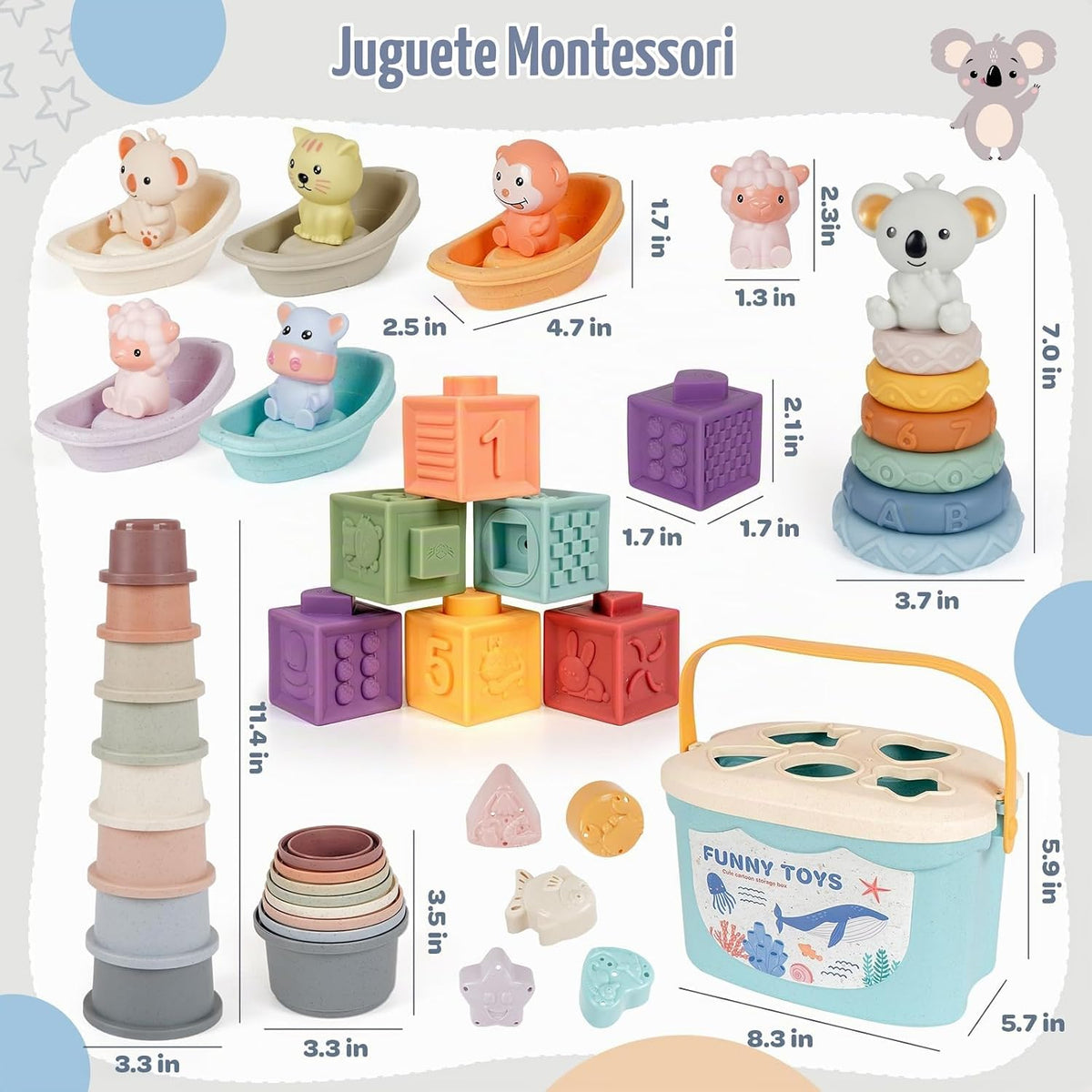 Montessori - Juguetes para bebés de 6 a 18 meses, clasificador de f...