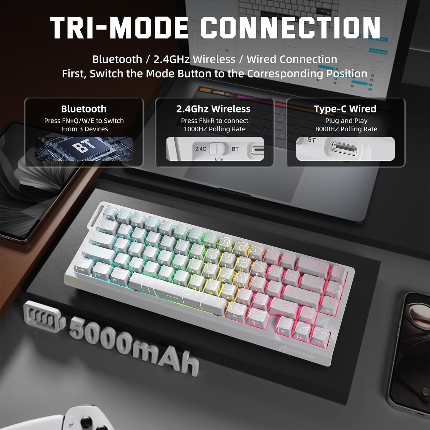 ATTACK SHARK Combo de teclado y mouse inalámbrico para juegos X11 y...