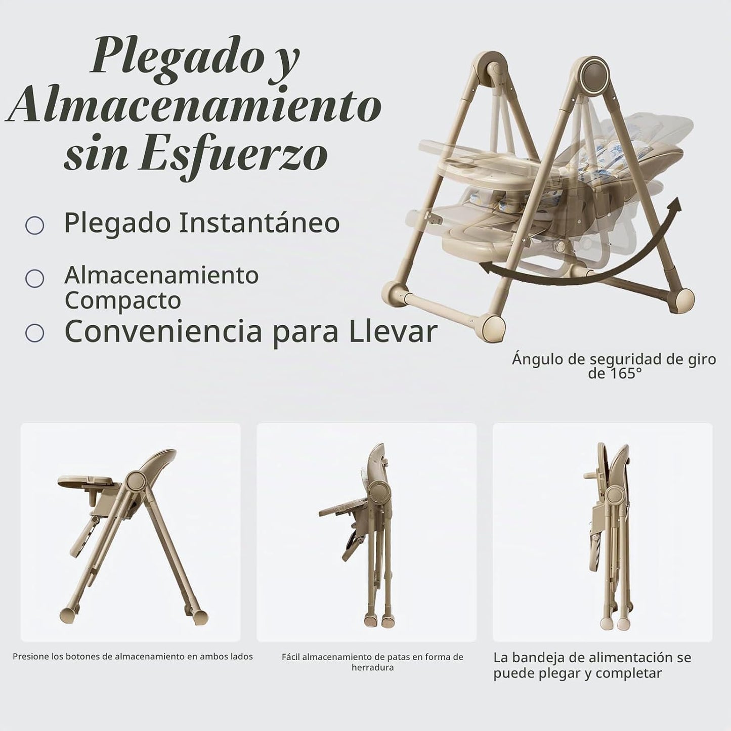 UMGOOGOO Trona Multifuncional Todo en 1 para Bebés con Balancín par...