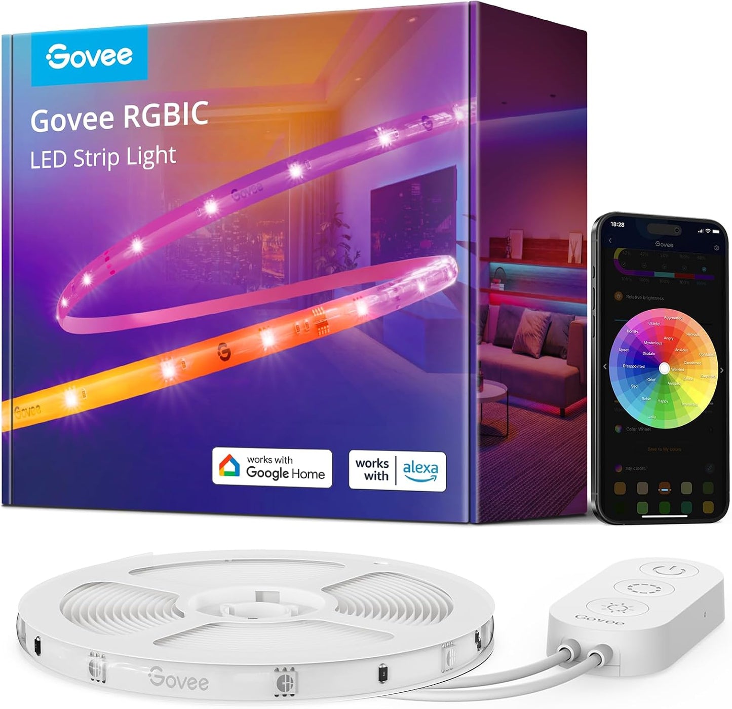 Govee Tira de luces LED RGBIC de 16.4 pies, funciona con Alexa y Go...