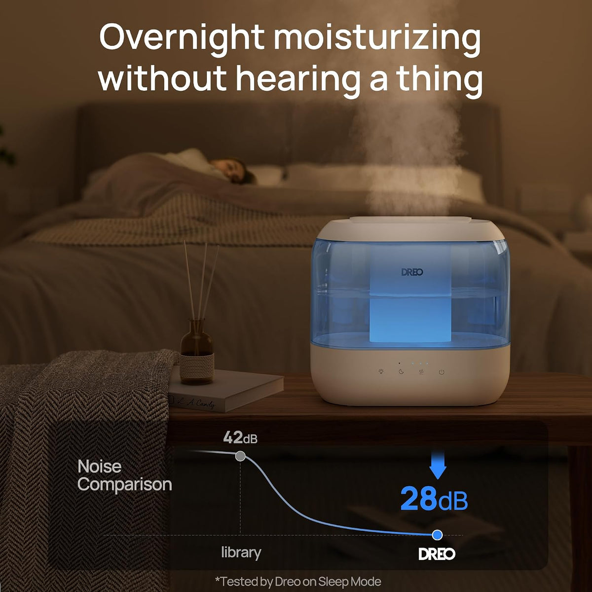 DREO Humidificadores de 4L para dormitorio, tiempo de ejecución de...