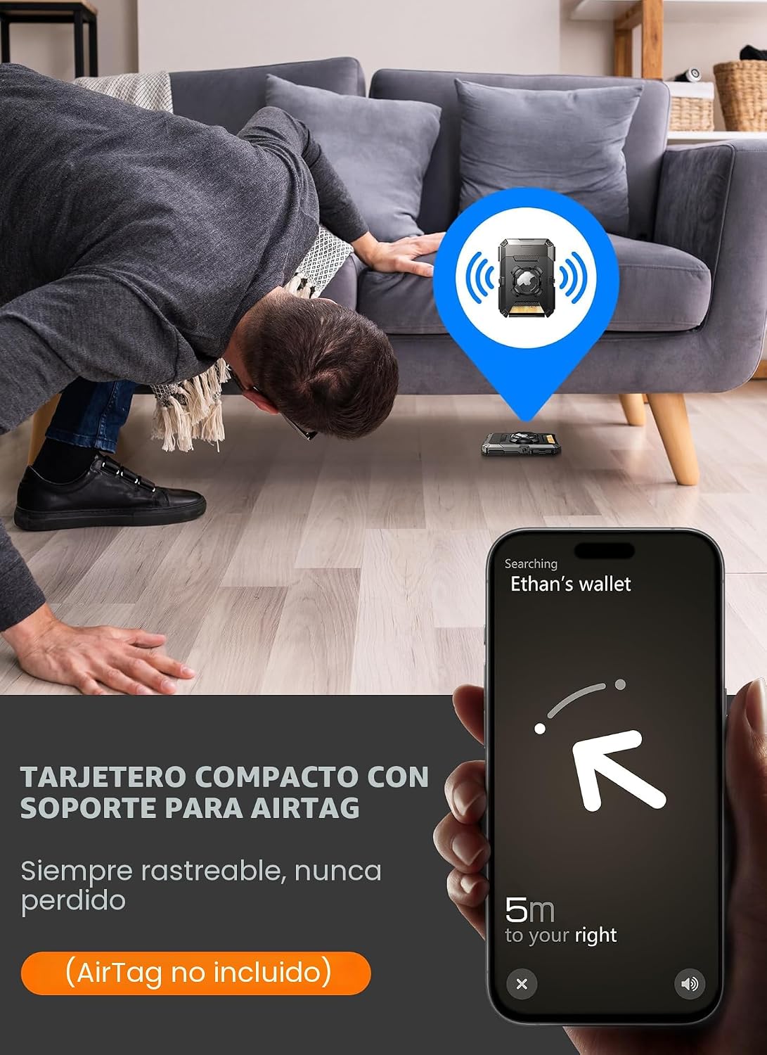 SUPCASE Cartera MagSafe con soporte AirTag, cartera magnética para...