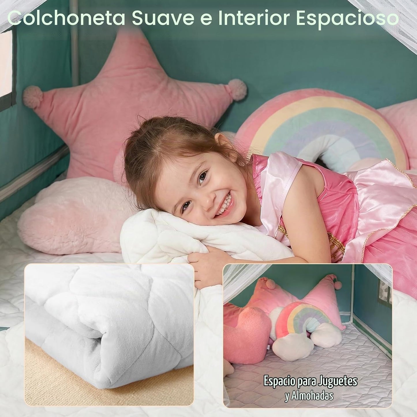 GeeSound Tienda de campaña para niños para niñas en interior: con p...