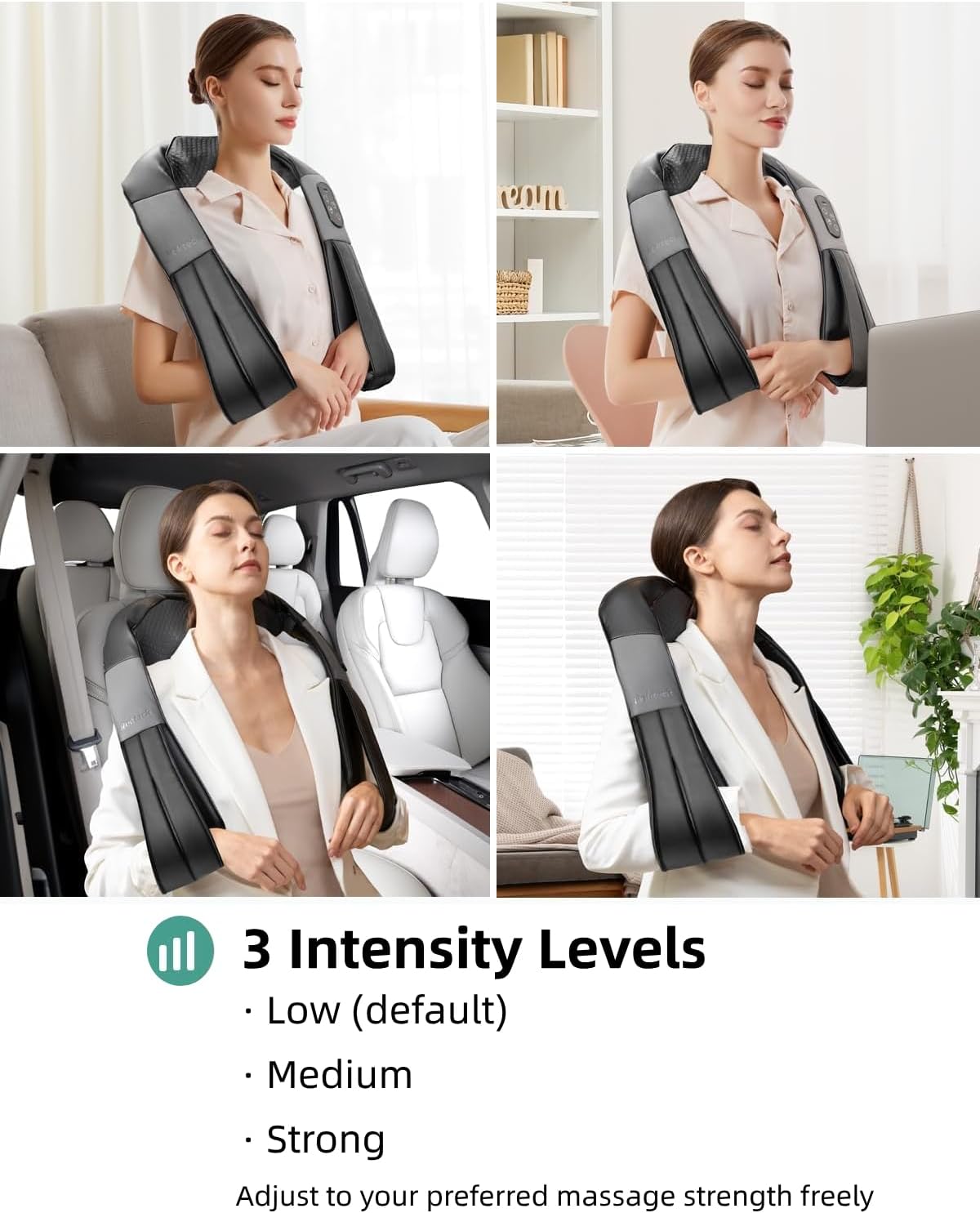 Nekteck Masajeador inalámbrico de cuello y espalda con calor relaja...