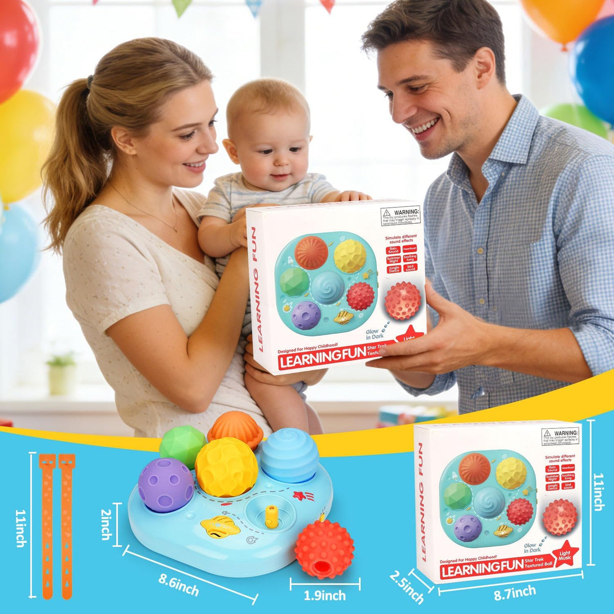 Tsomtto Pelotas sensoriales para bebés de 6 a 12 meses iluminan el...