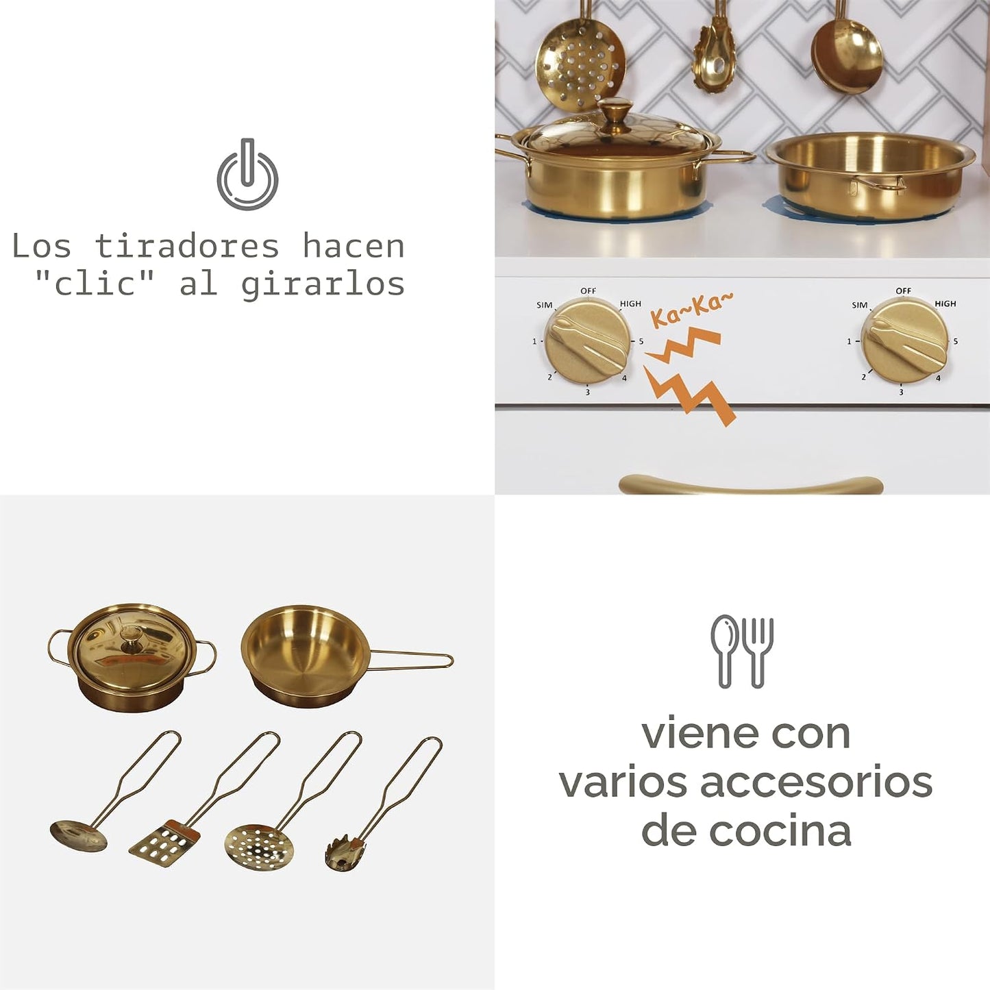 Conjunto de Juguete de Cocina de Madera con Luz, Juego de Cocina de...