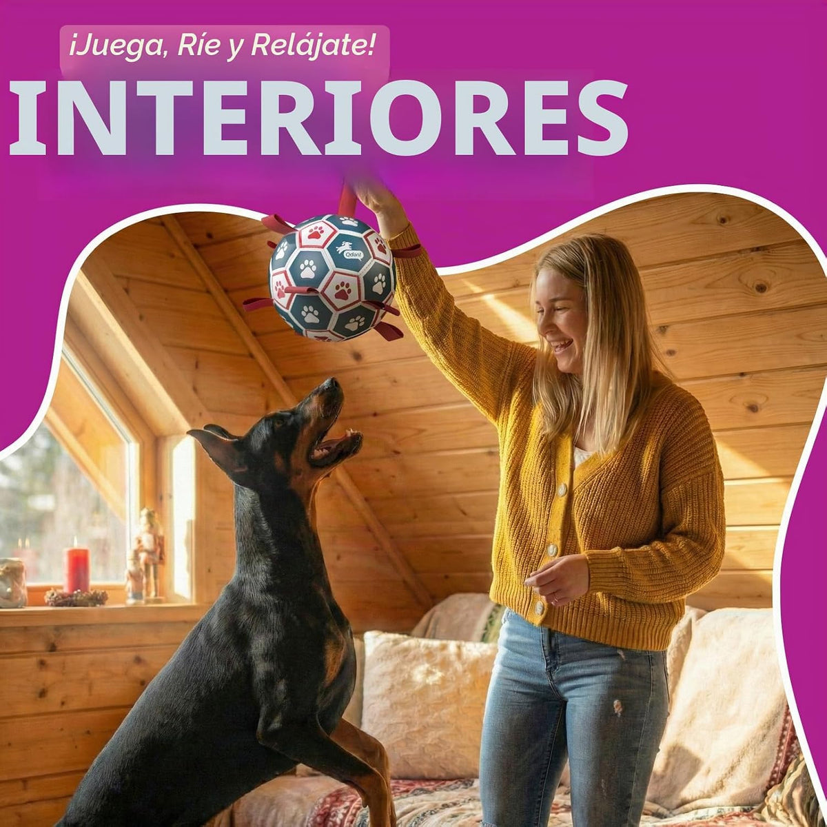 QDAN Juguete grande para perros al aire libre, pelota de fútbol con...