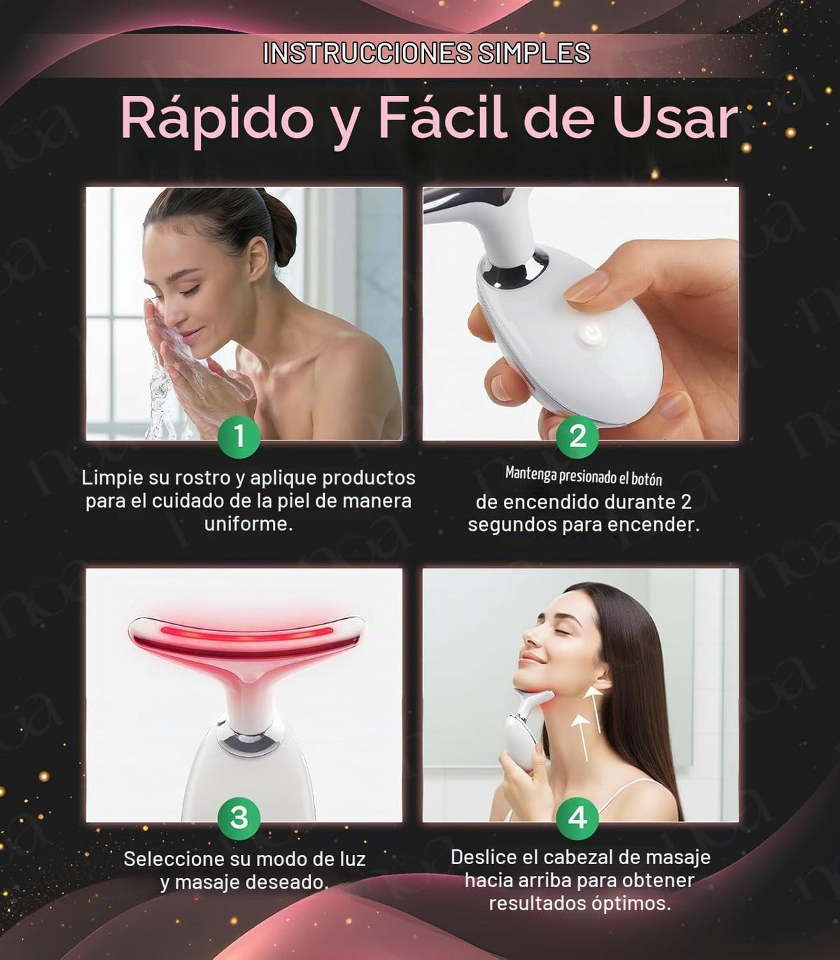 LuxeSkin Masajeador facial de la terapia de la luz roja del color L...