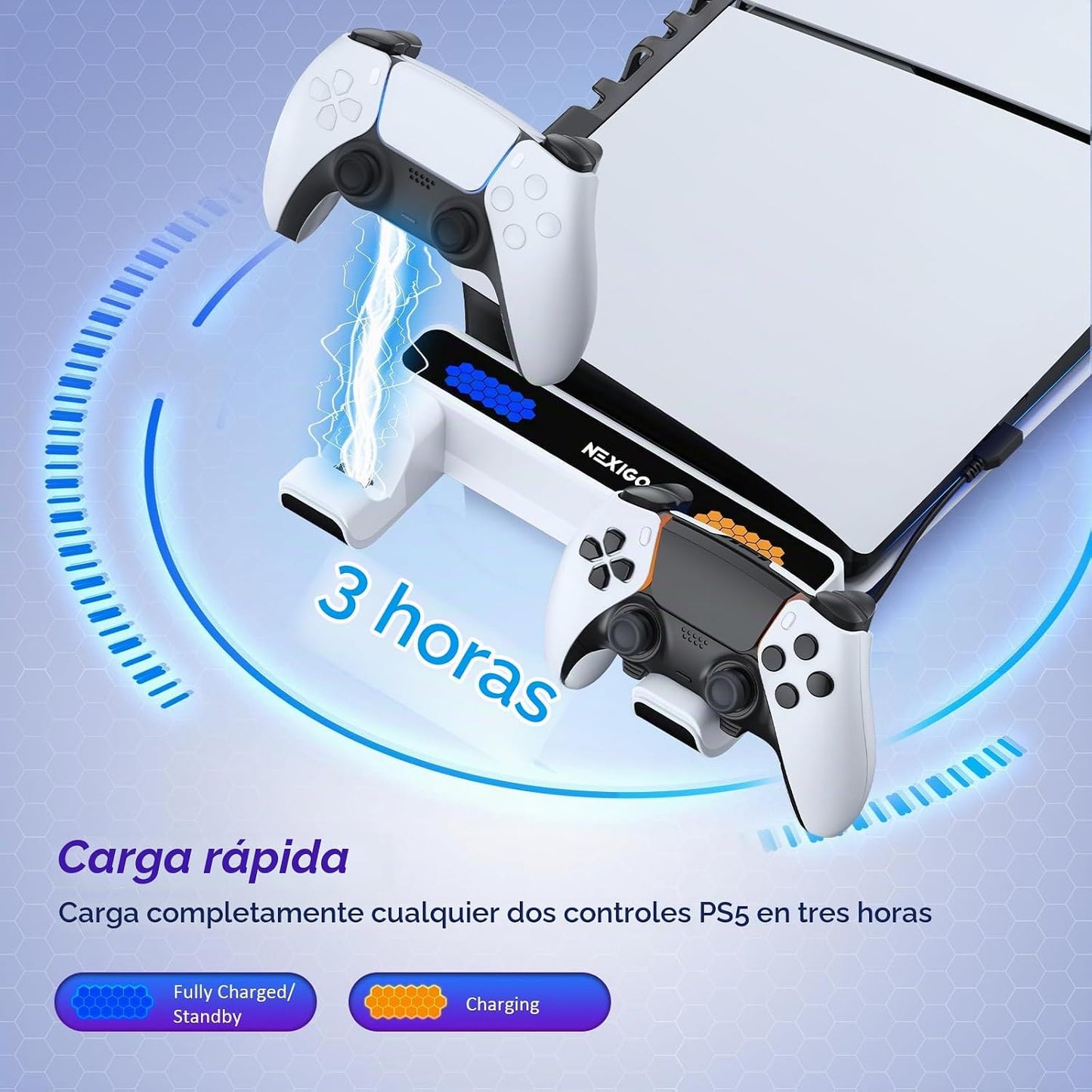 NexiGo - Soporte horizontal delgado para PS5 con estación de carga...