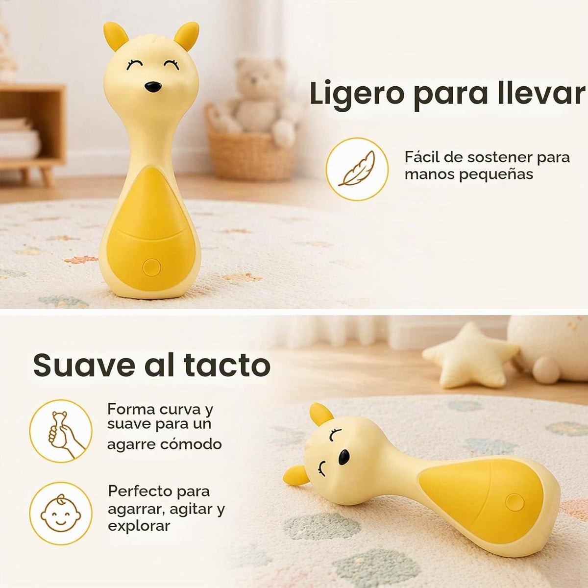 Sonajero musical iluminado para bebés, juguetes sensoriales musical...
