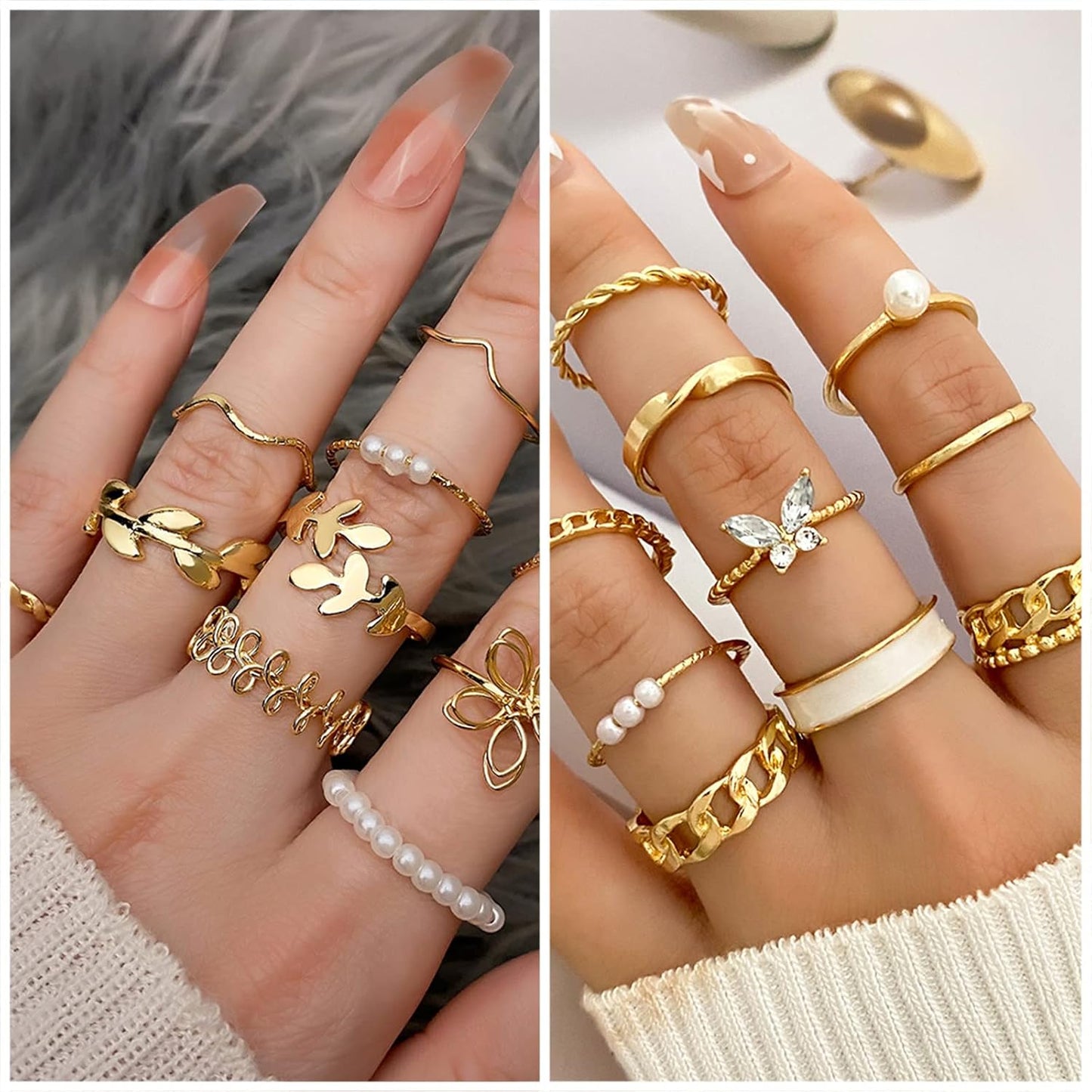 IFKM Juego de joyas chapadas en oro para mujer, collares de múltipl...