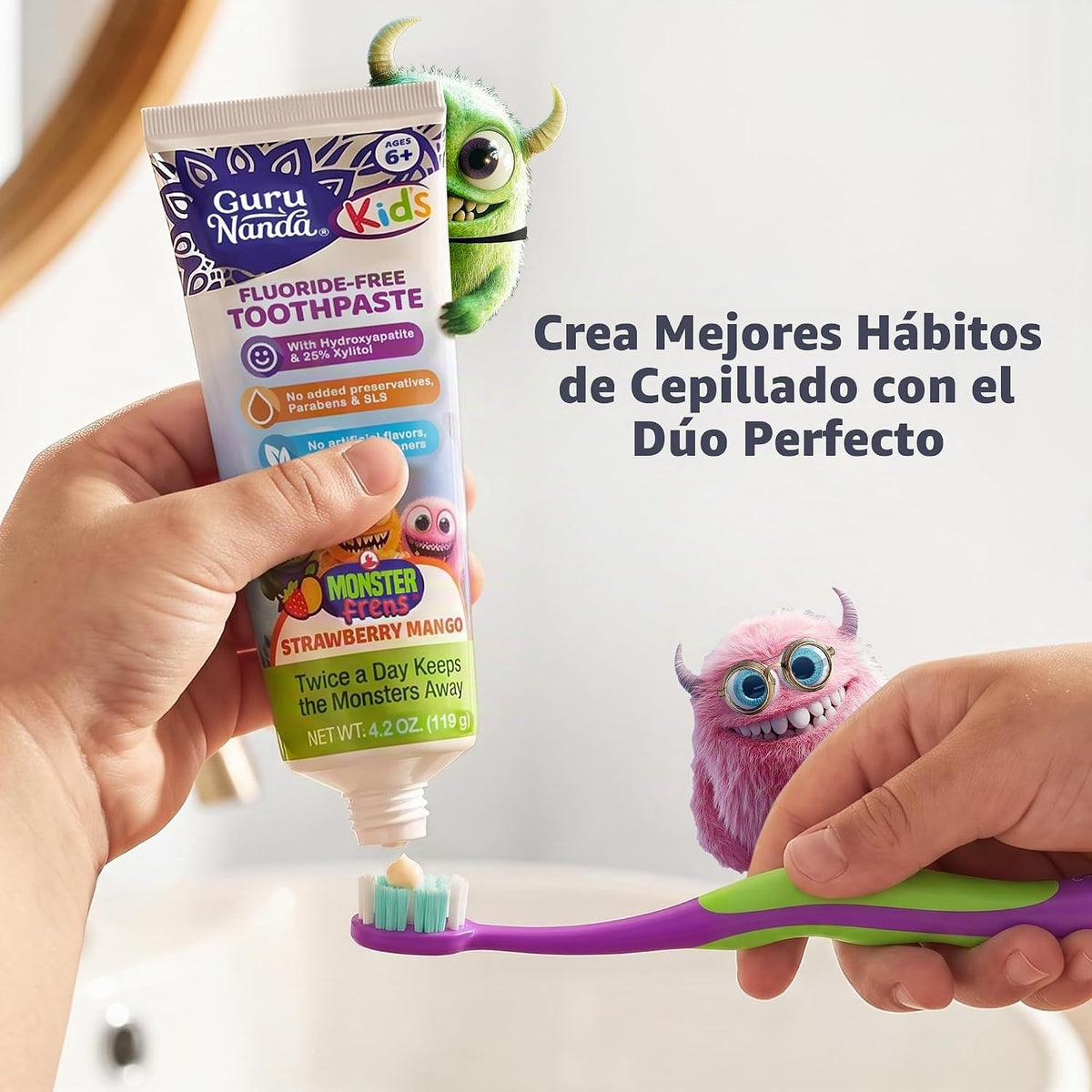 GuruNanda Butter On Gums - Cepillo de dientes para niños, paquete d...