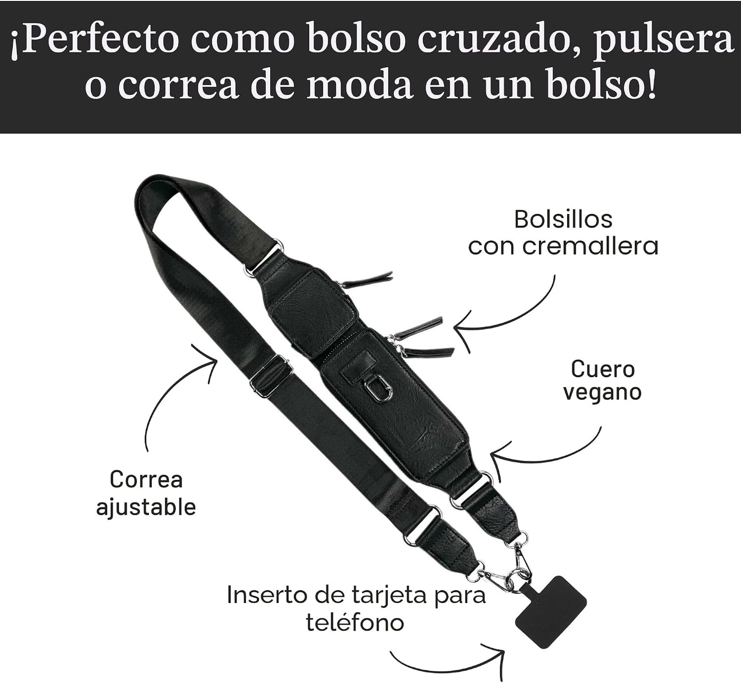 Save the Girls Body cruzado con cremallera y clip, cuero vegano | C...