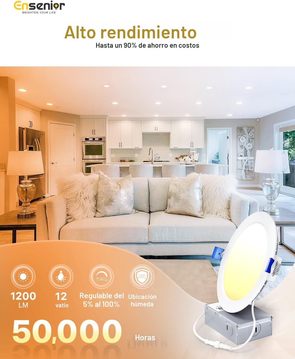 Ensenior paquete de 24 lámparas de techo empotrables LED de 6 pulga...