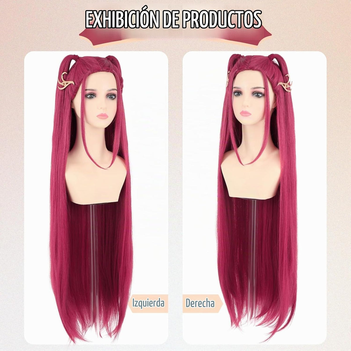 PUREHAIR Peluca de disfraz de anime rojo de 39 pulgadas de largo, f...