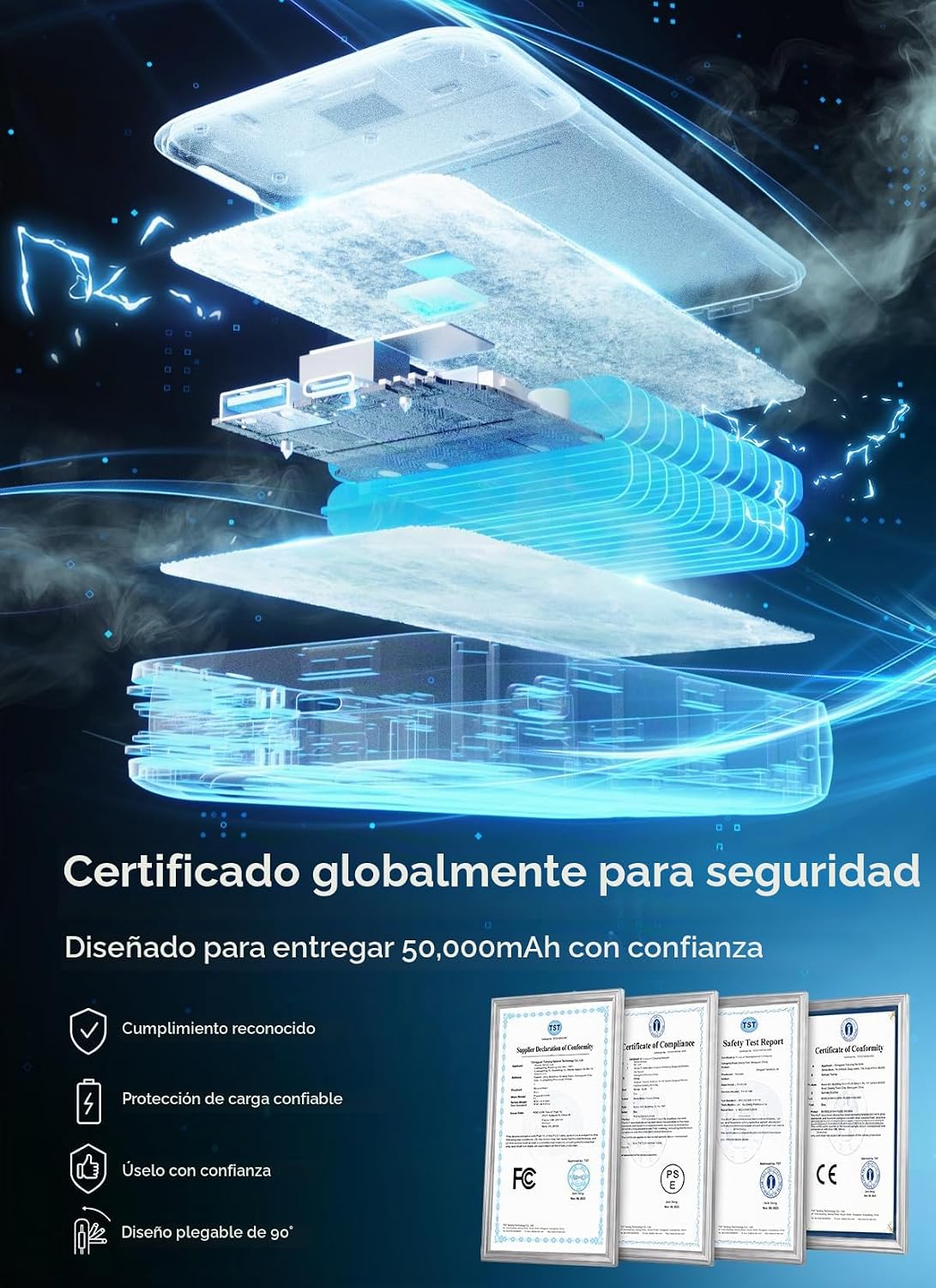 LHUOED Banco de energía portátil de 50000 mAh con enchufe y cables...