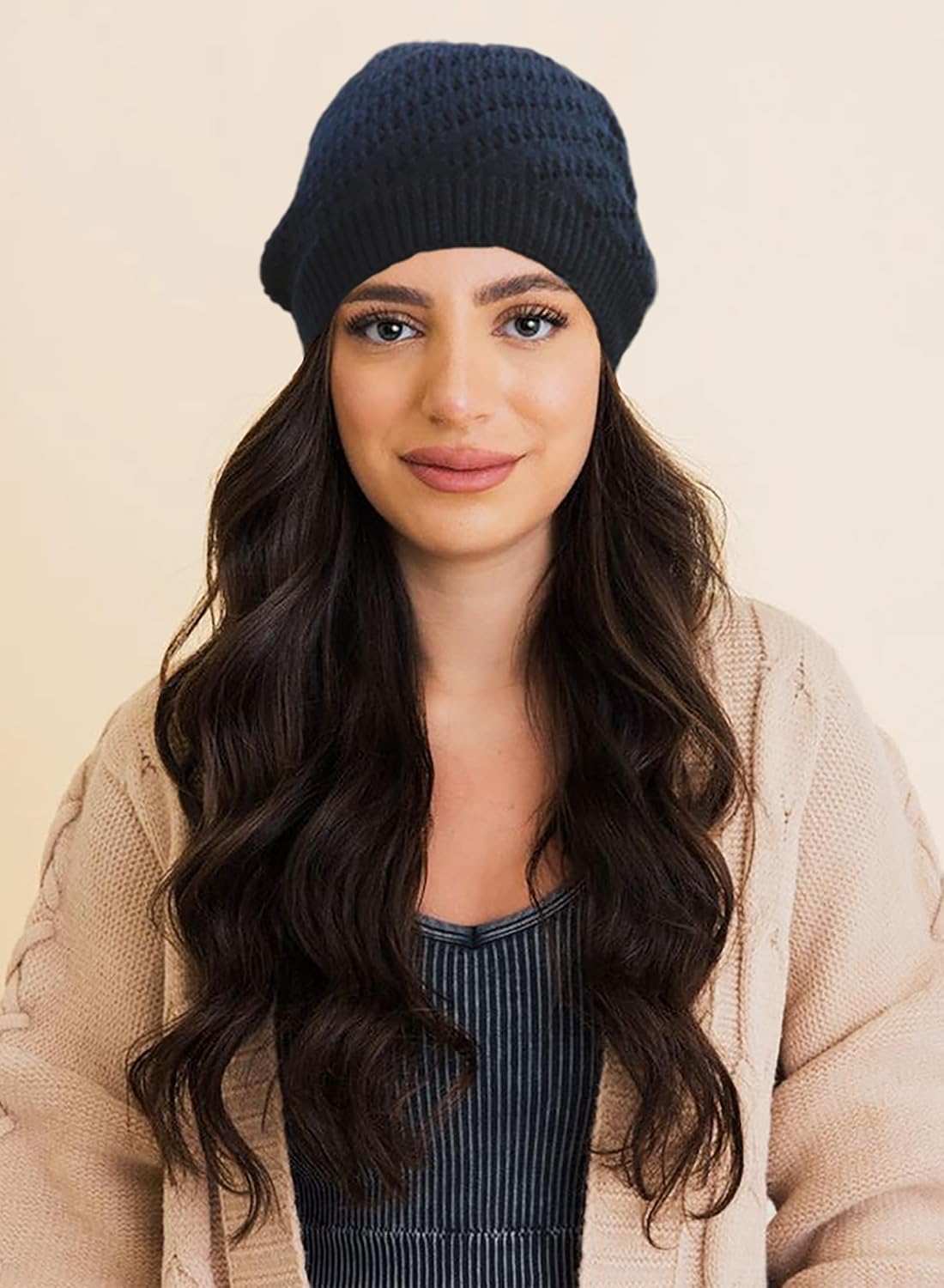 Gorro de Ganchillo Fino para Mujeres Verano Invierno Otoño Malla Ho...