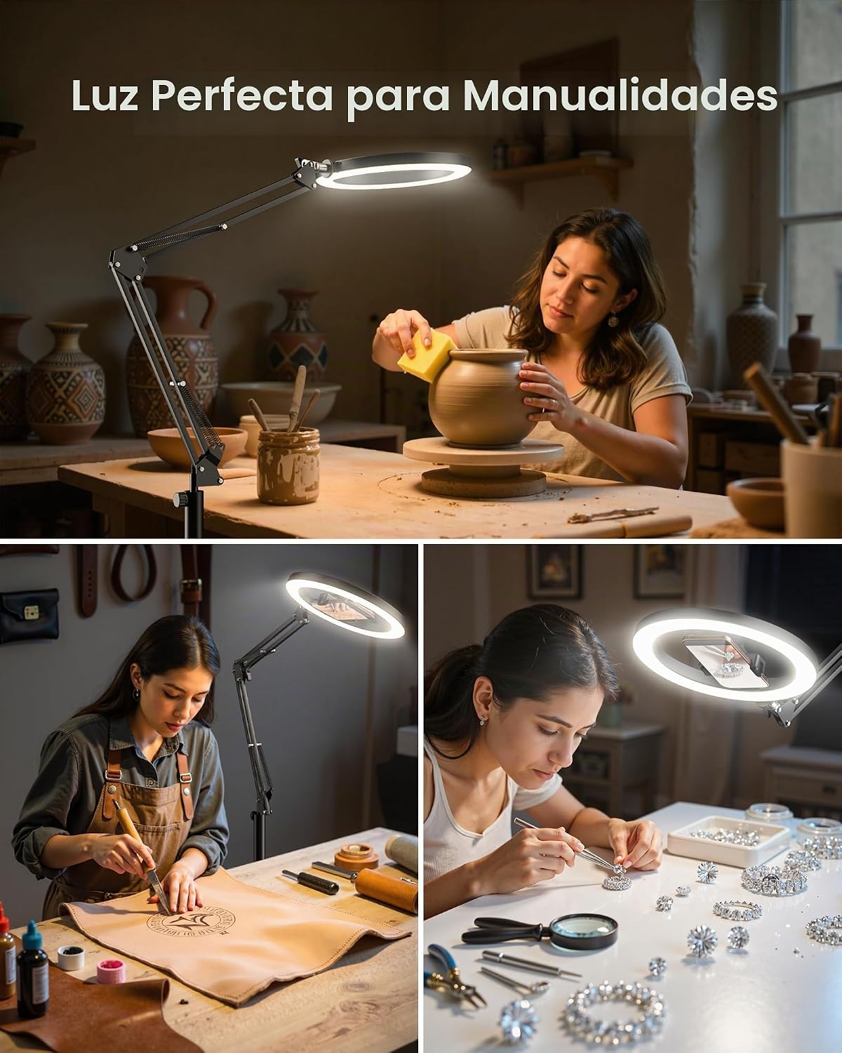 LUXSURE Trípode de luz de anillo para iPhone con luz, soporte de cá...