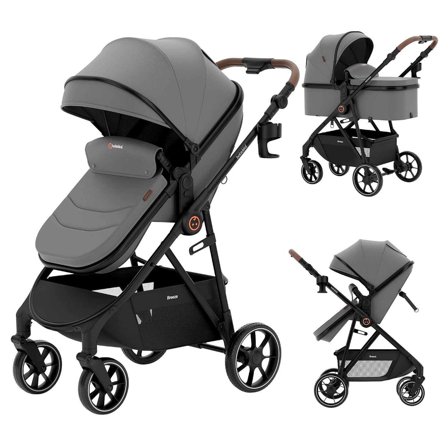 Babideal Cochecito de bebé para recién nacido y niño, plegado con u...