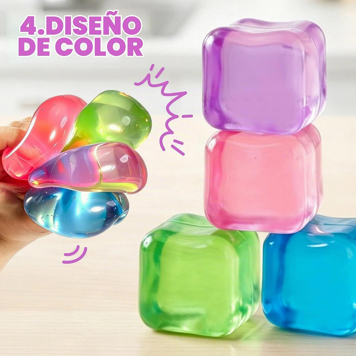 JOYIN - Paquete de 4 cubos de estrés, cubo de hielo de alta densida...