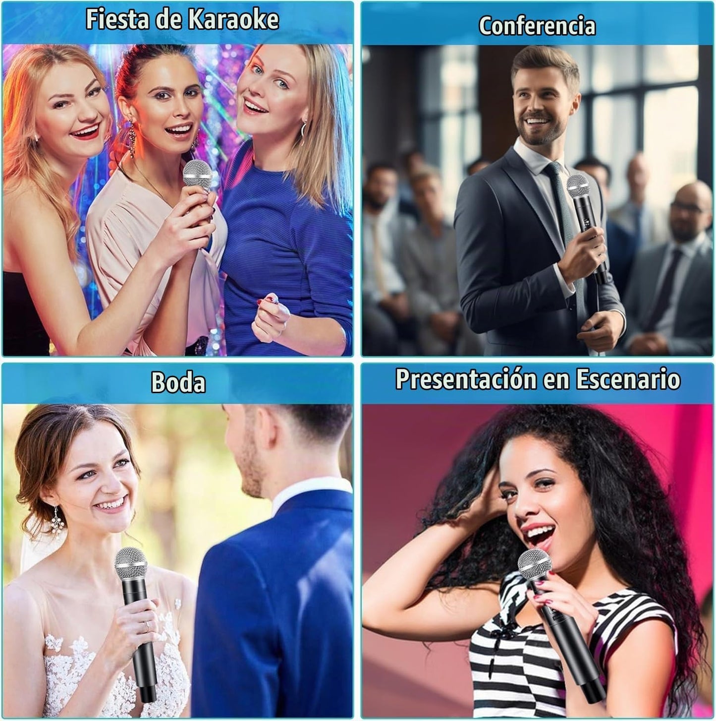 RXSKERTL Micrófono inalámbrico profesional para cantar, micrófono d...