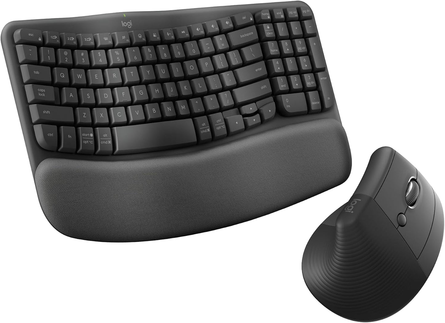 Logitech Wave Keys - Teclado ergonómico inalámbrico con reposamanos...