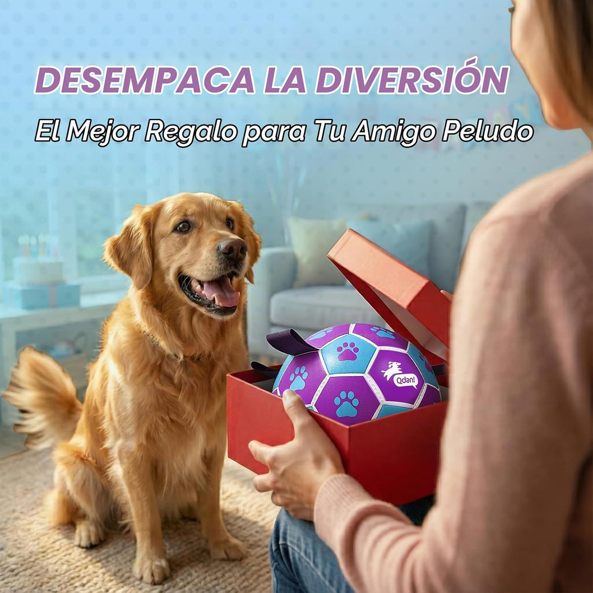 QDAN Juguetes de cuerdas para perros, pelota de fútbol con correas...