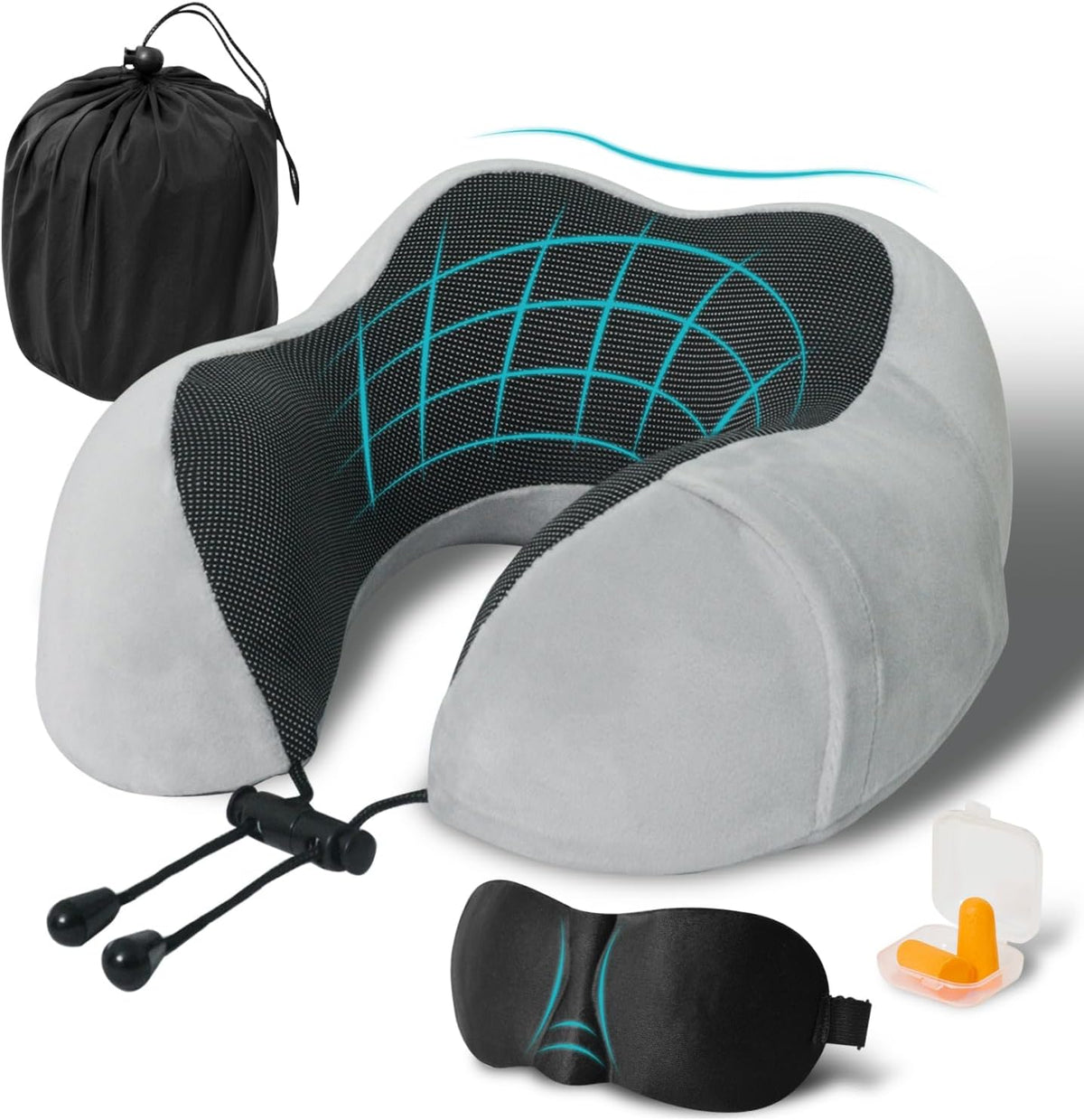 Almohada de viaje, almohada de cuello de espuma viscoelástica para...