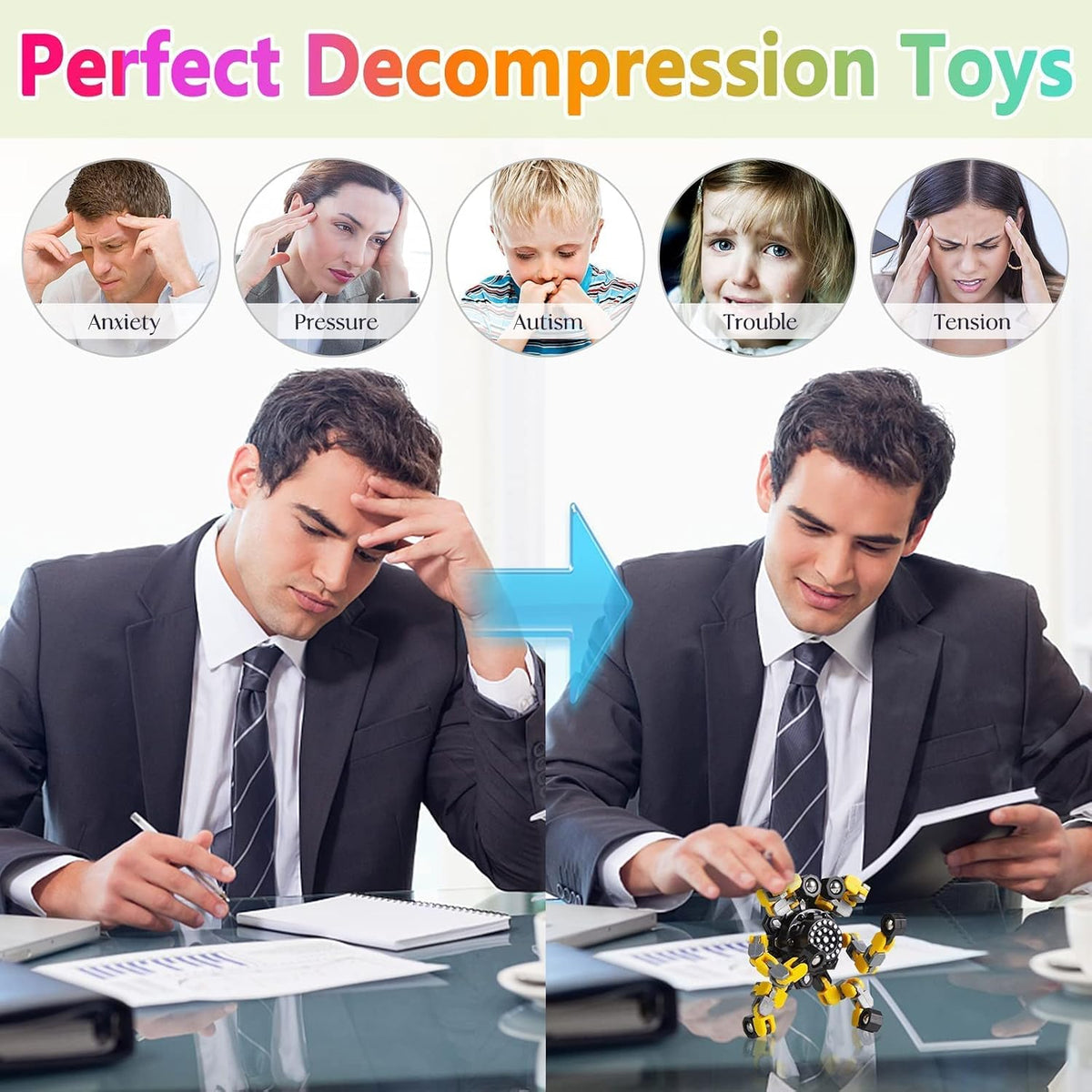 Gokeey Fidget Spinners 8 piezas para niños y adultos, juguetes sens...