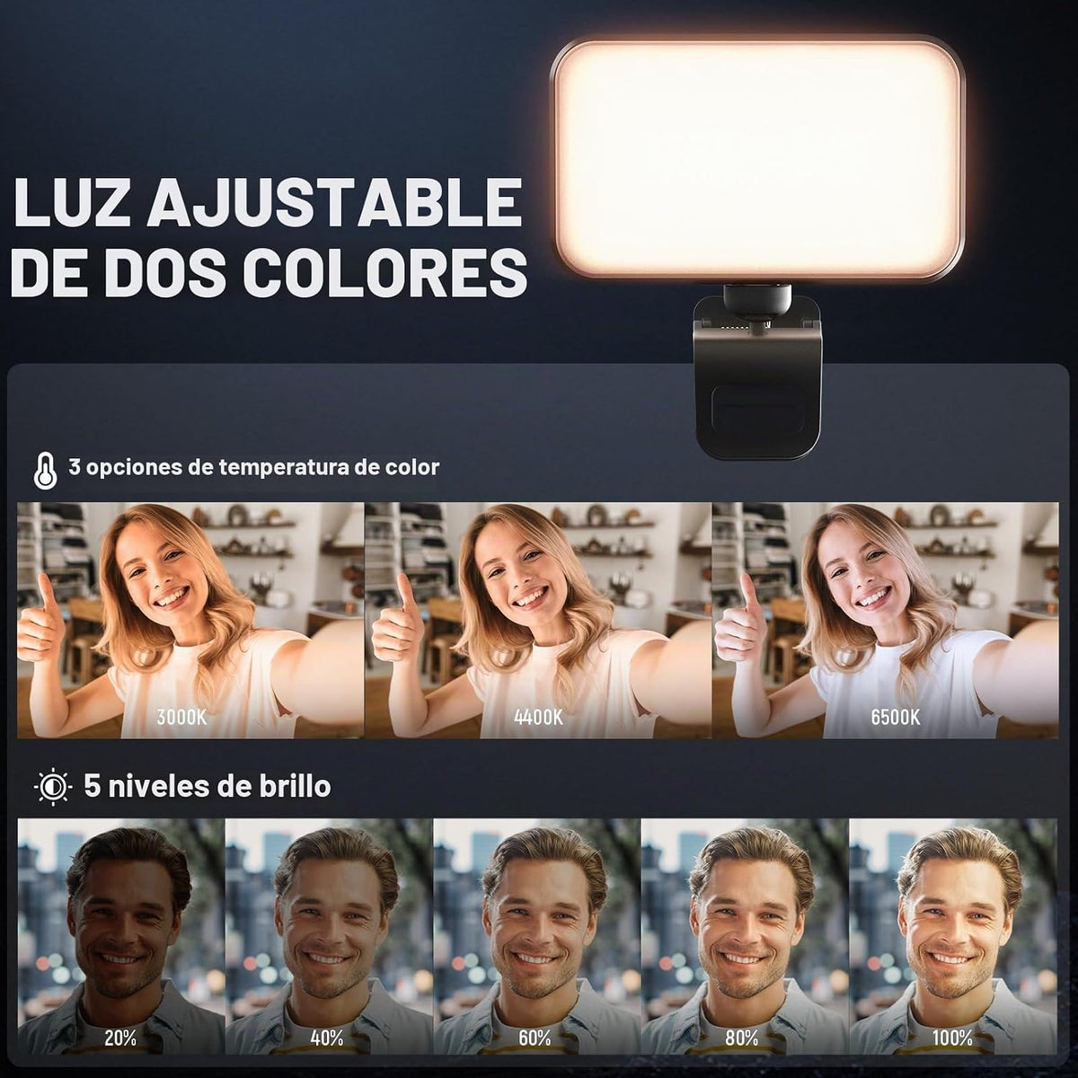 NEEWER Luz LED para selfie de nivel de entrada, 54 LED con clip de...