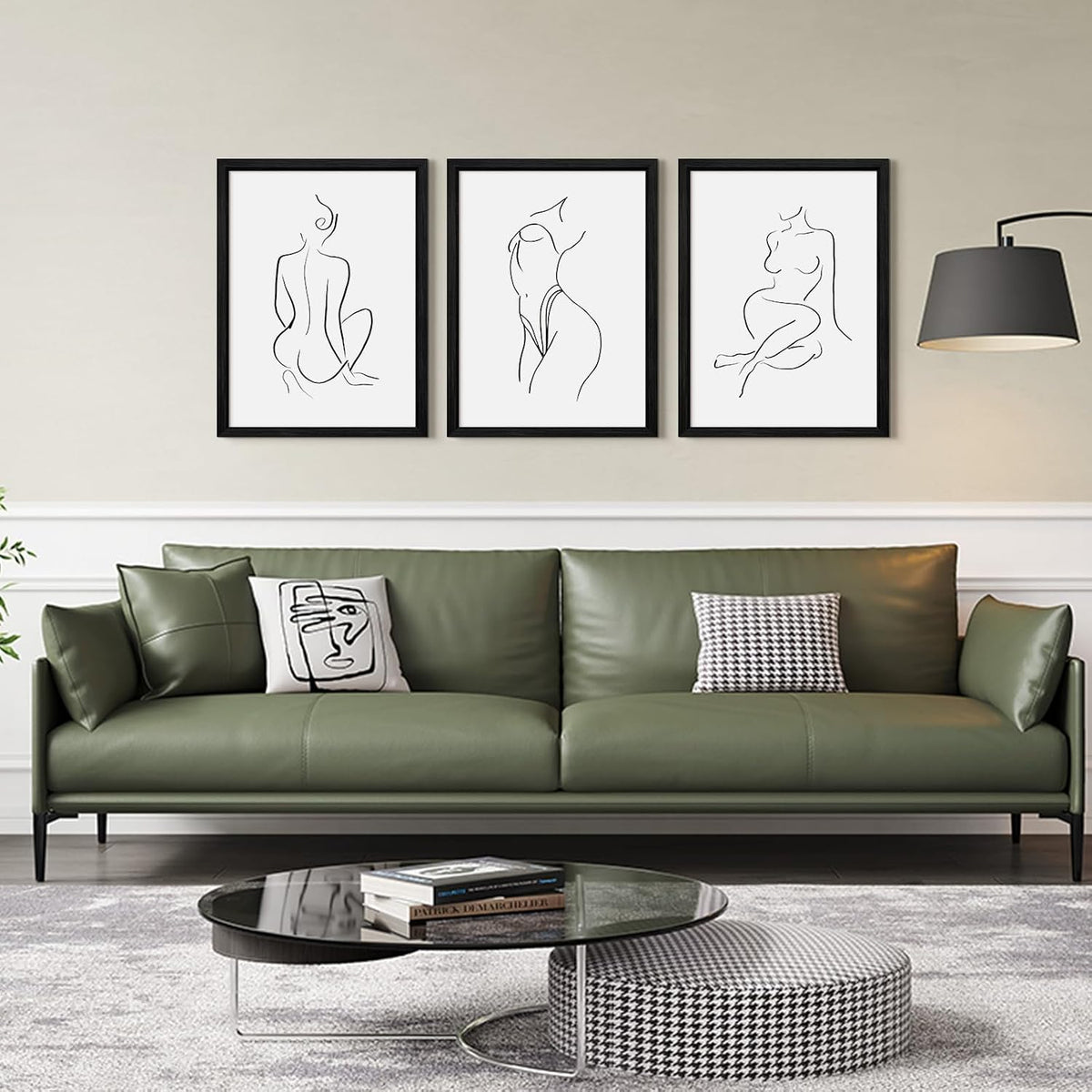 Arte de pared de línea minimalista con contorno de cuerpo de mujer,...