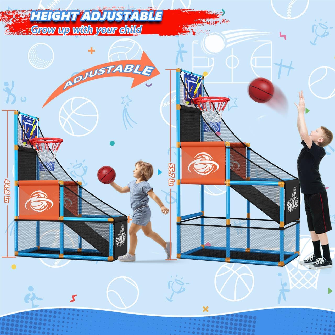 Juego de baloncesto de arcada Set Boy Toys Indoor Outdoor Kids Bask...