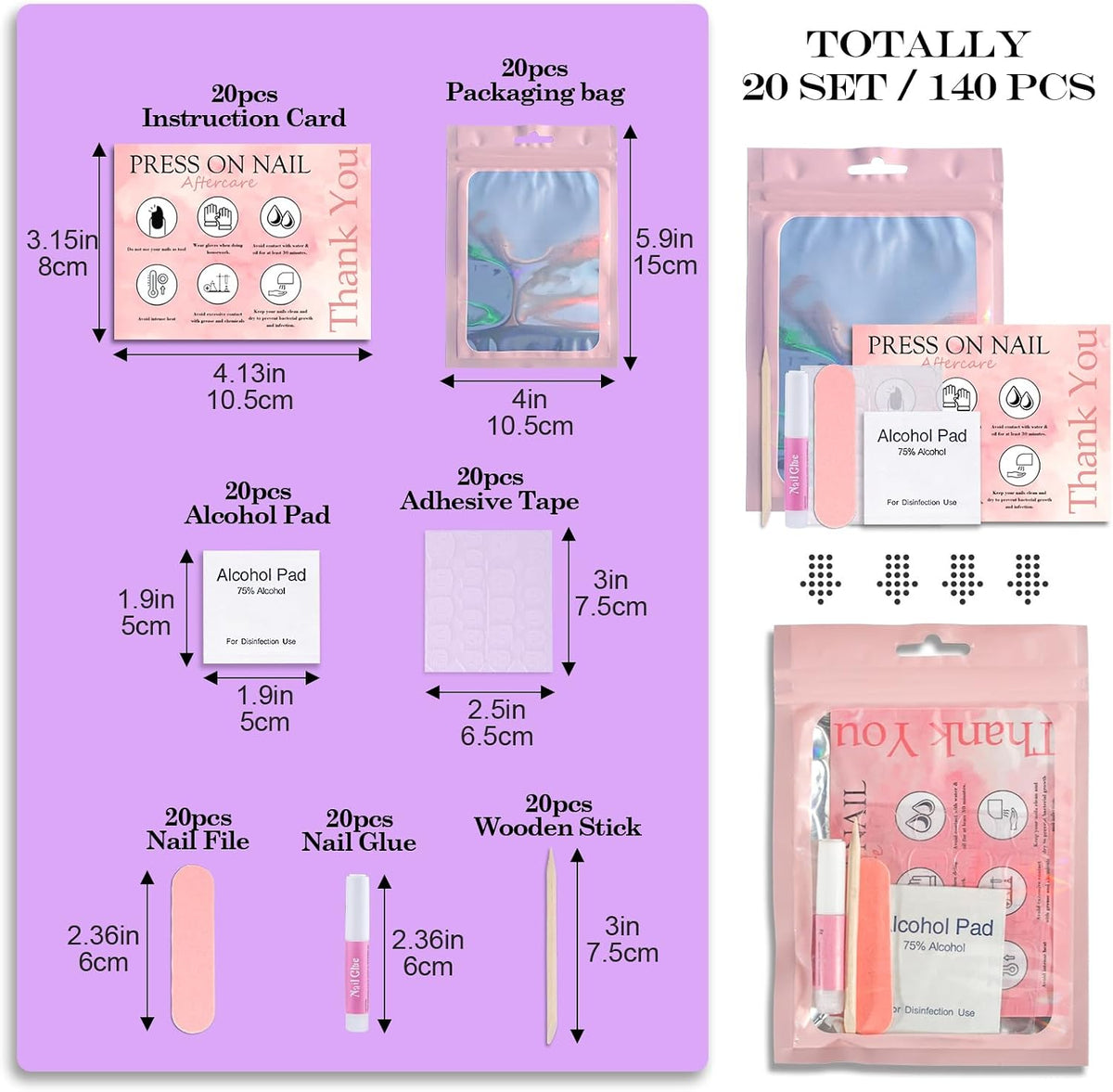 Kits de suministros desechables para uñas, kit profesional de herra...