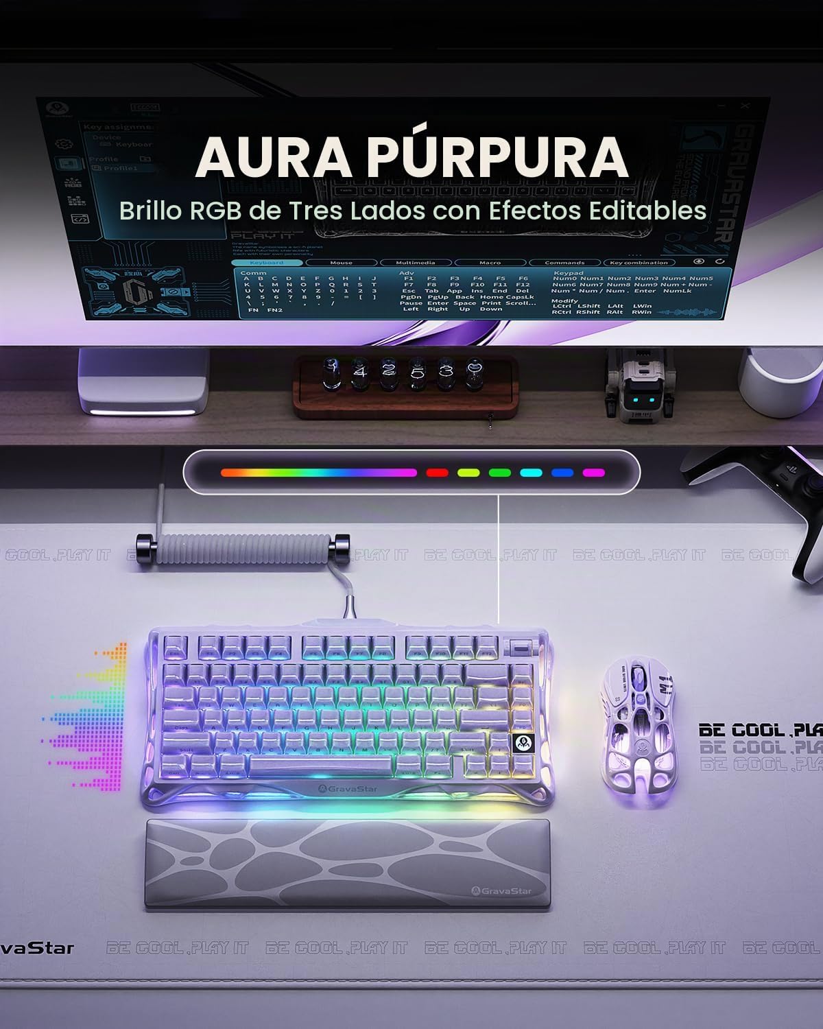GravaStar Teclado mecánico inalámbrico para juegos Mercury K1 75% c...