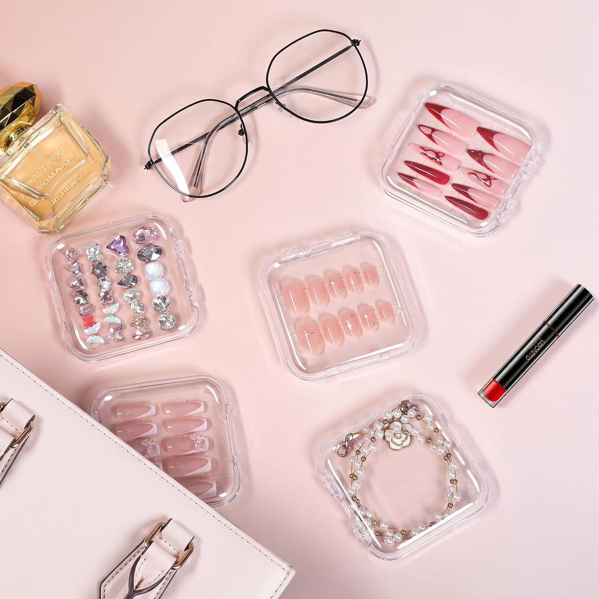 Estuche para uñas a presión de 20 piezas con 60 pestañas adhesivas...