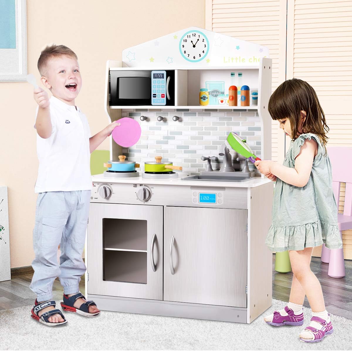 HONEY JOY Juego de cocina para niños, cocina de simulación para niñ...