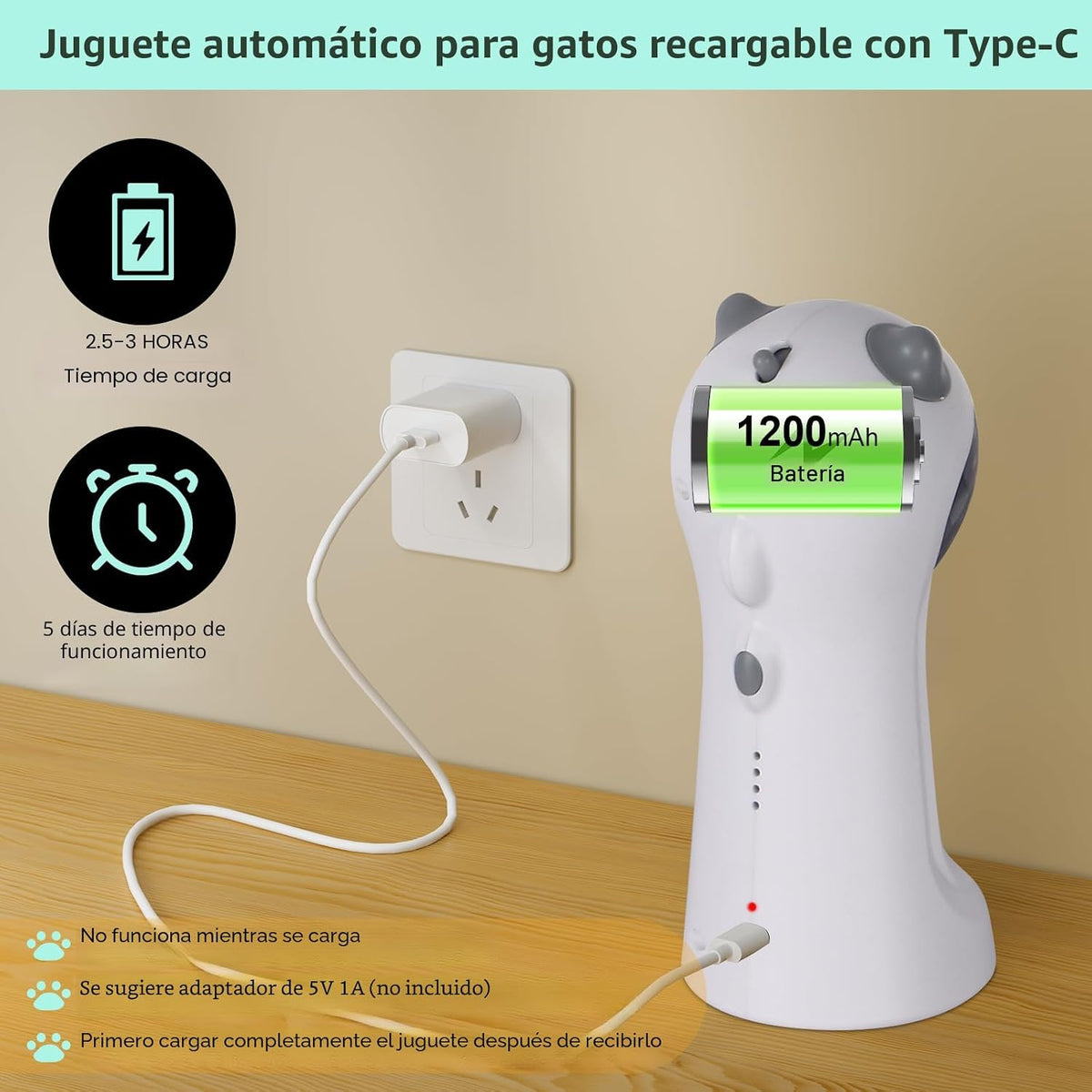 TBTeek Juguete para Gatos Automático Activado por Movimiento, Recar...