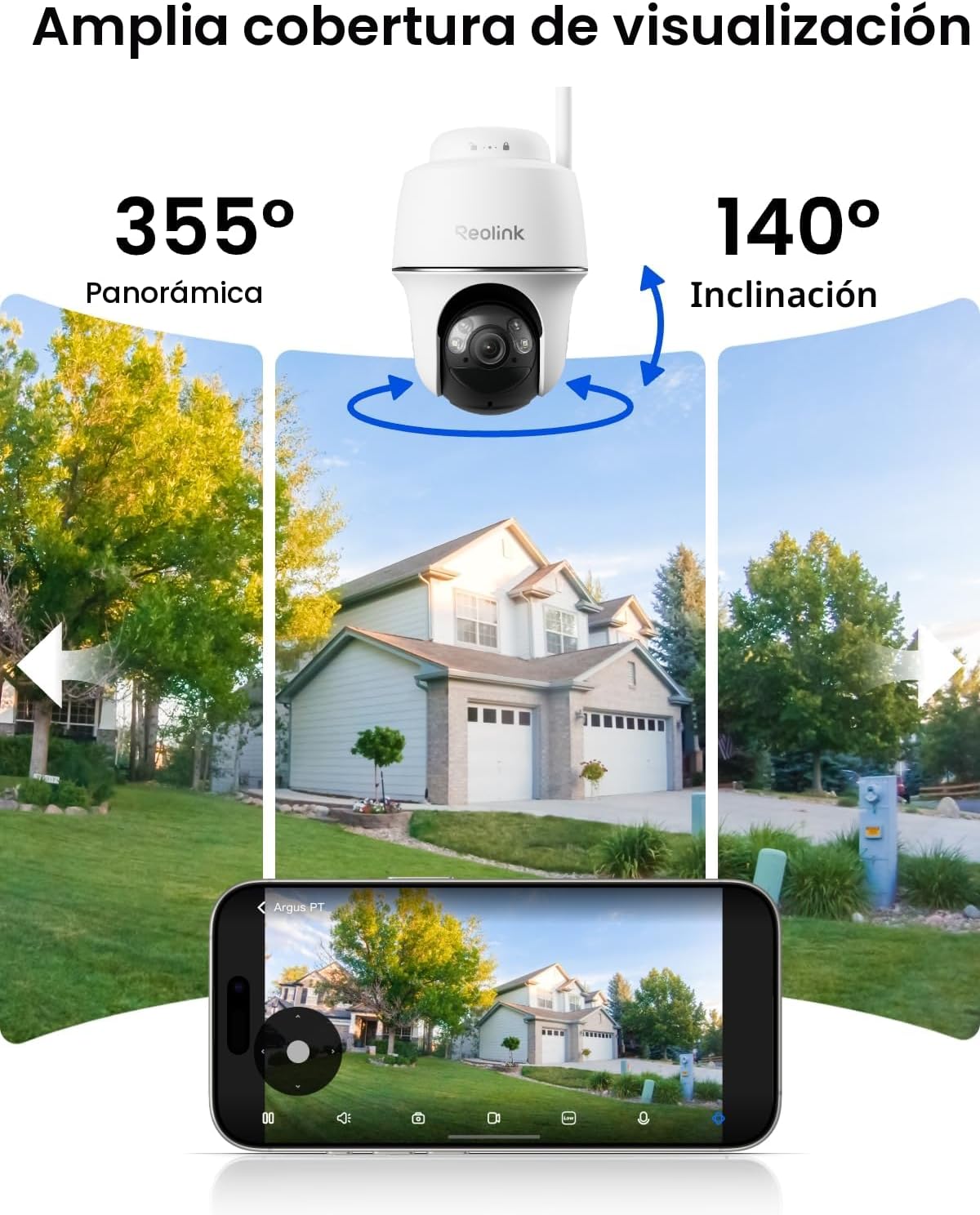 REOLINK 360° PT - Cámaras de seguridad solares inalámbricas para ex...