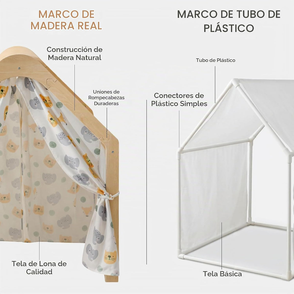 Tienda de juegos de madera para niños, casa de juegos de lona inter...