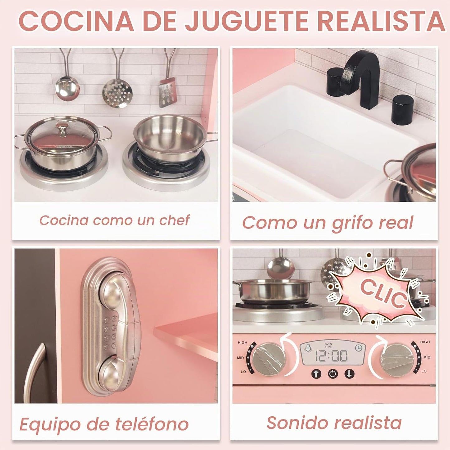 Conjunto de cocina de juego para niños de 3 a 8 años, juego de coci...