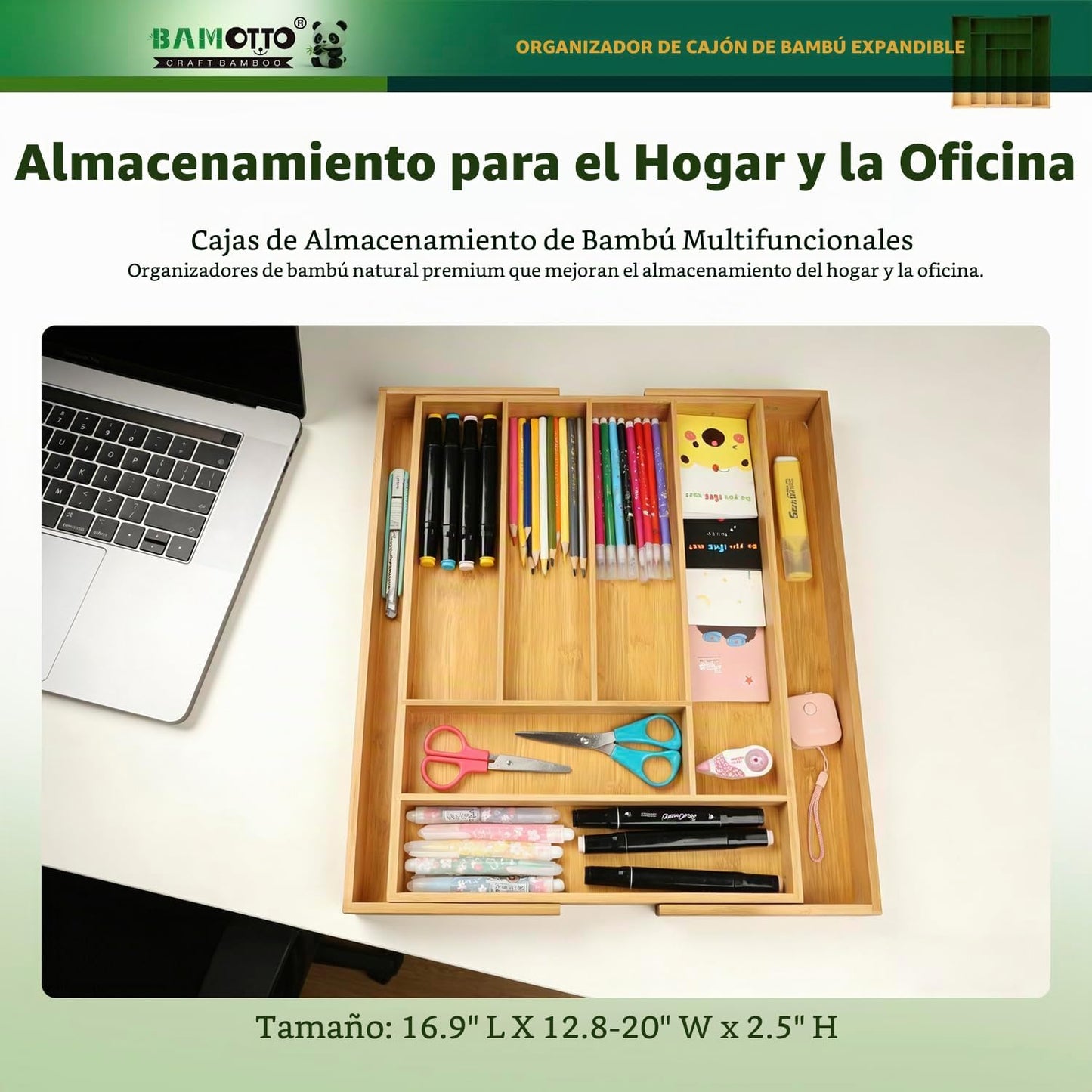 BAMOTTO CRAFTBAMBOO Organizador de Cajones Expandible de Bambú \u20...